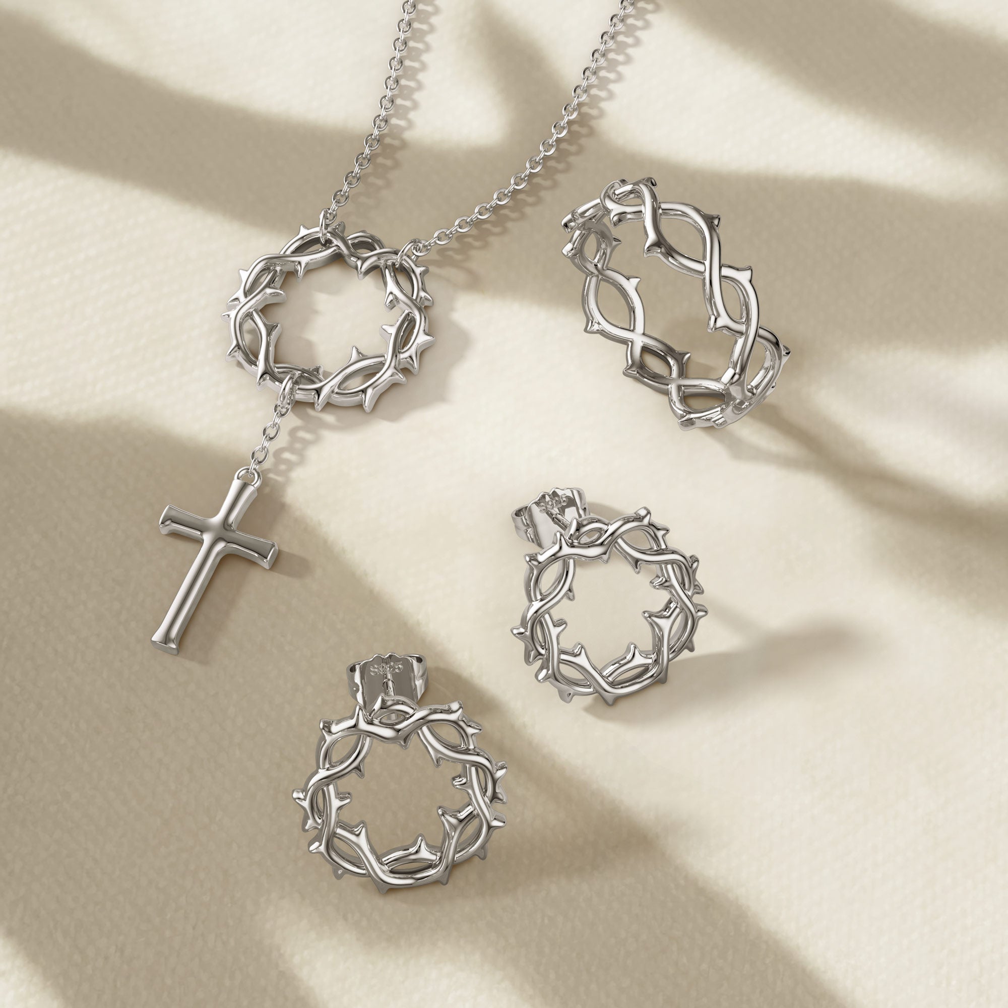 Crown of Thorns Cross Necklace - vanimy
