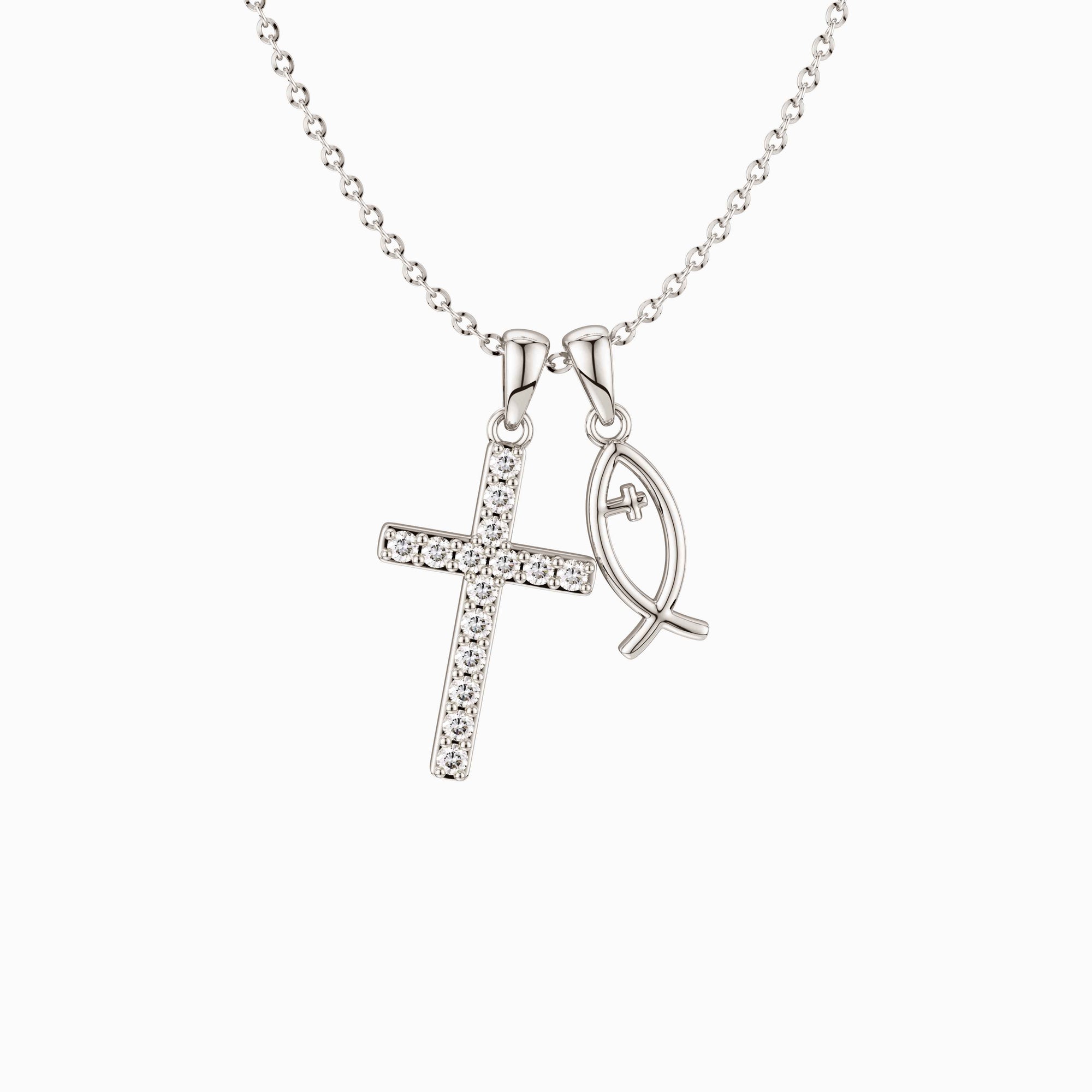 We Will be With You Cross Ichthys Necklace - vanimy