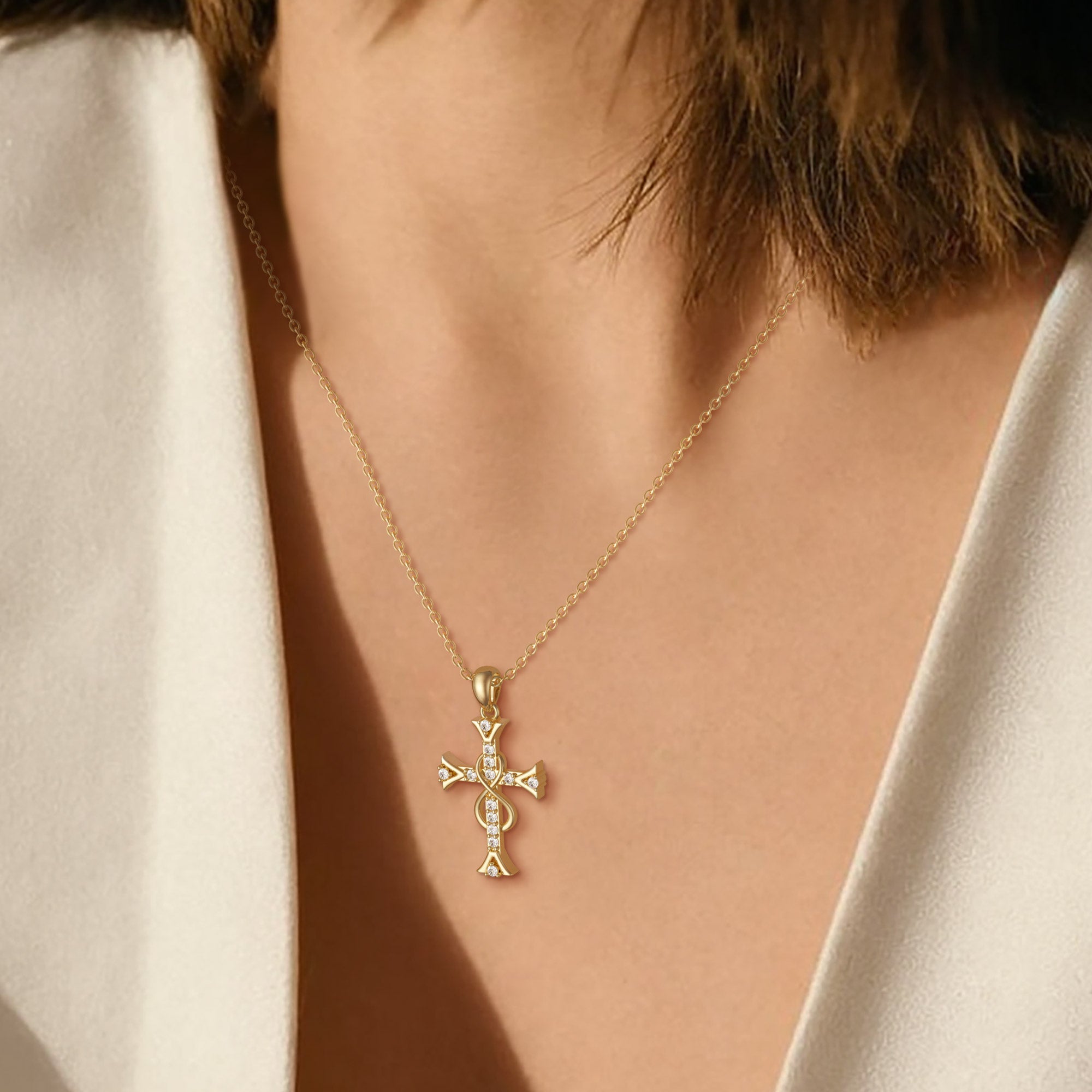 Infinity Sterling Silver Cross Necklace - vanimy