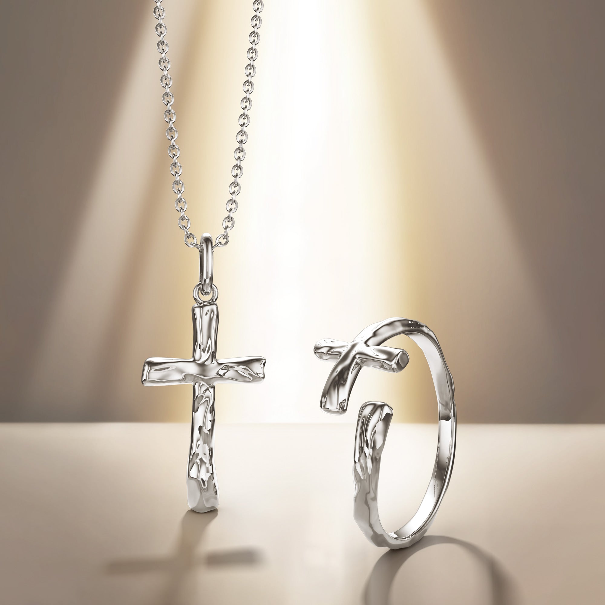 Liquid Open Cross Ring - vanimy