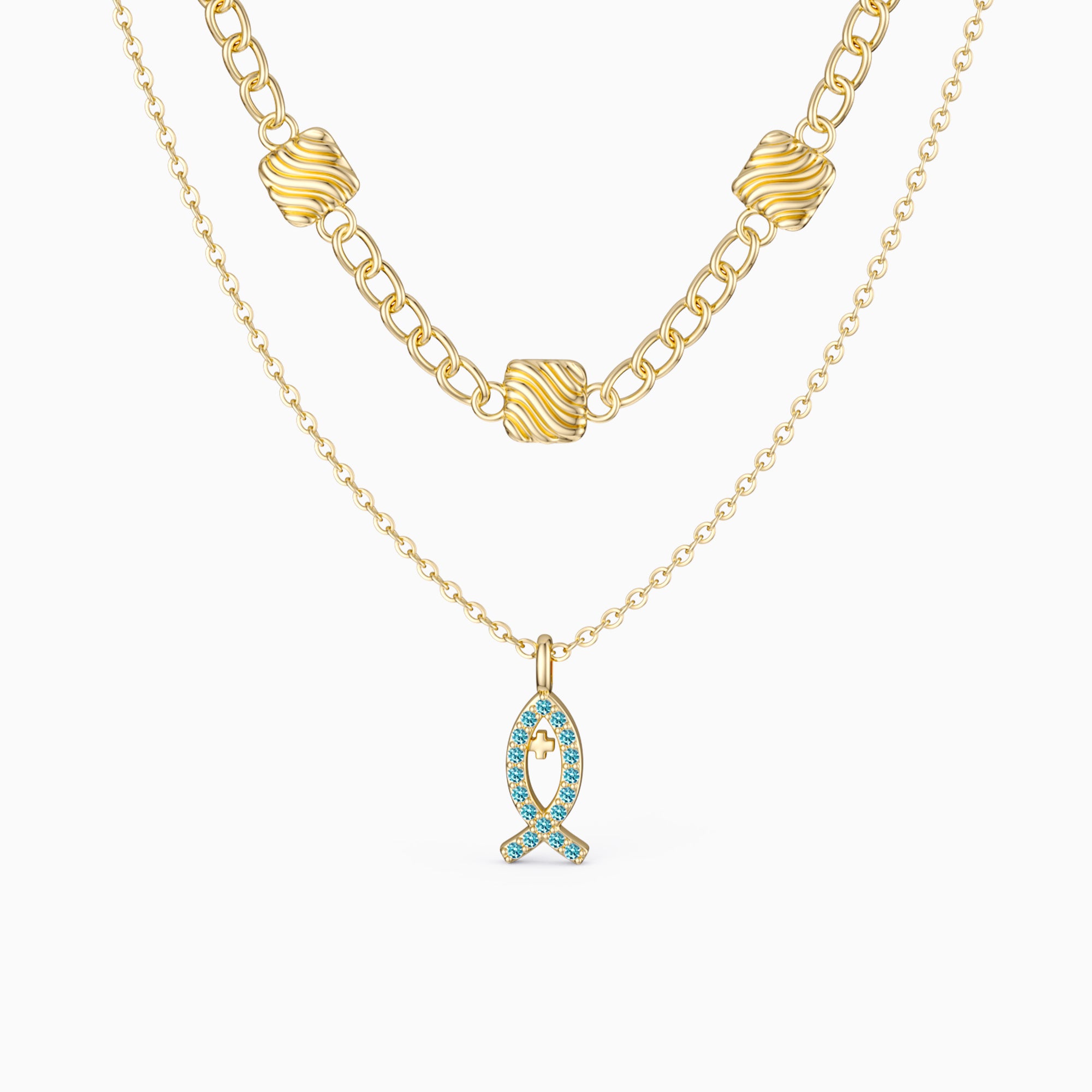 Layered Polychromatic Ichthys Necklace - vanimy