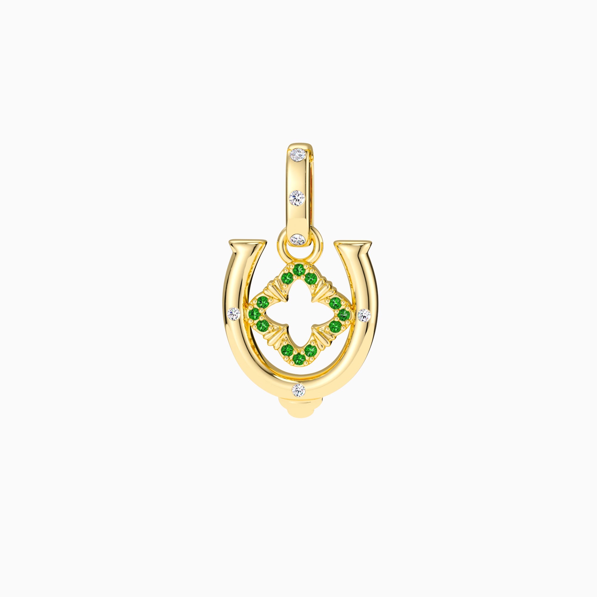 Horseshoe Four Leaf Clover Luck Charm Pendant - vanimy