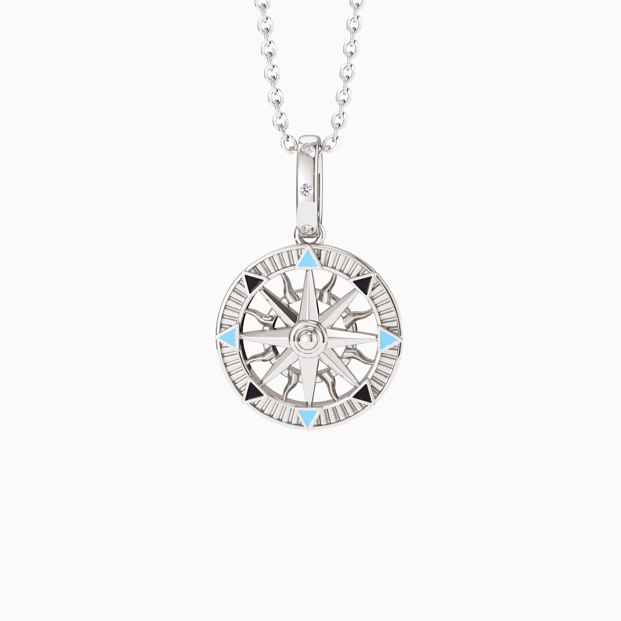 Compass Enamel Charm Medallion Pendant - vanimy