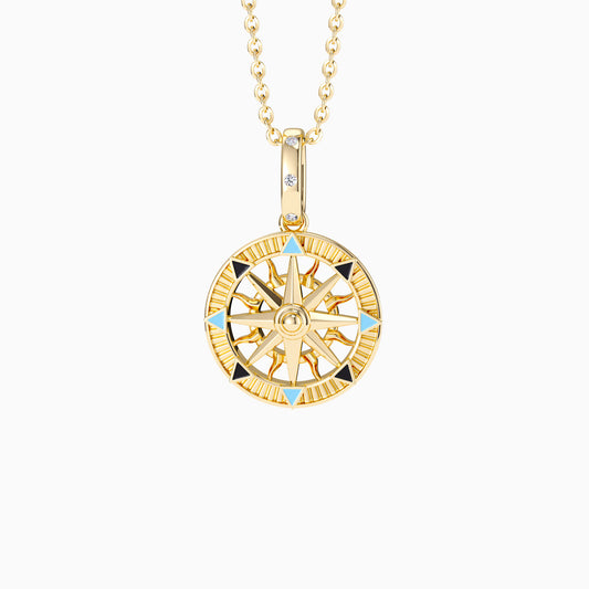 Compass Enamel Charm Medallion Pendant - vanimy