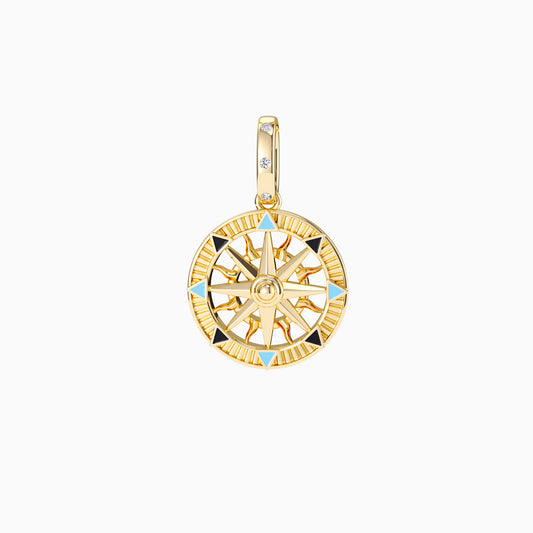 Compass Enamel Charm Medallion Pendant - vanimy