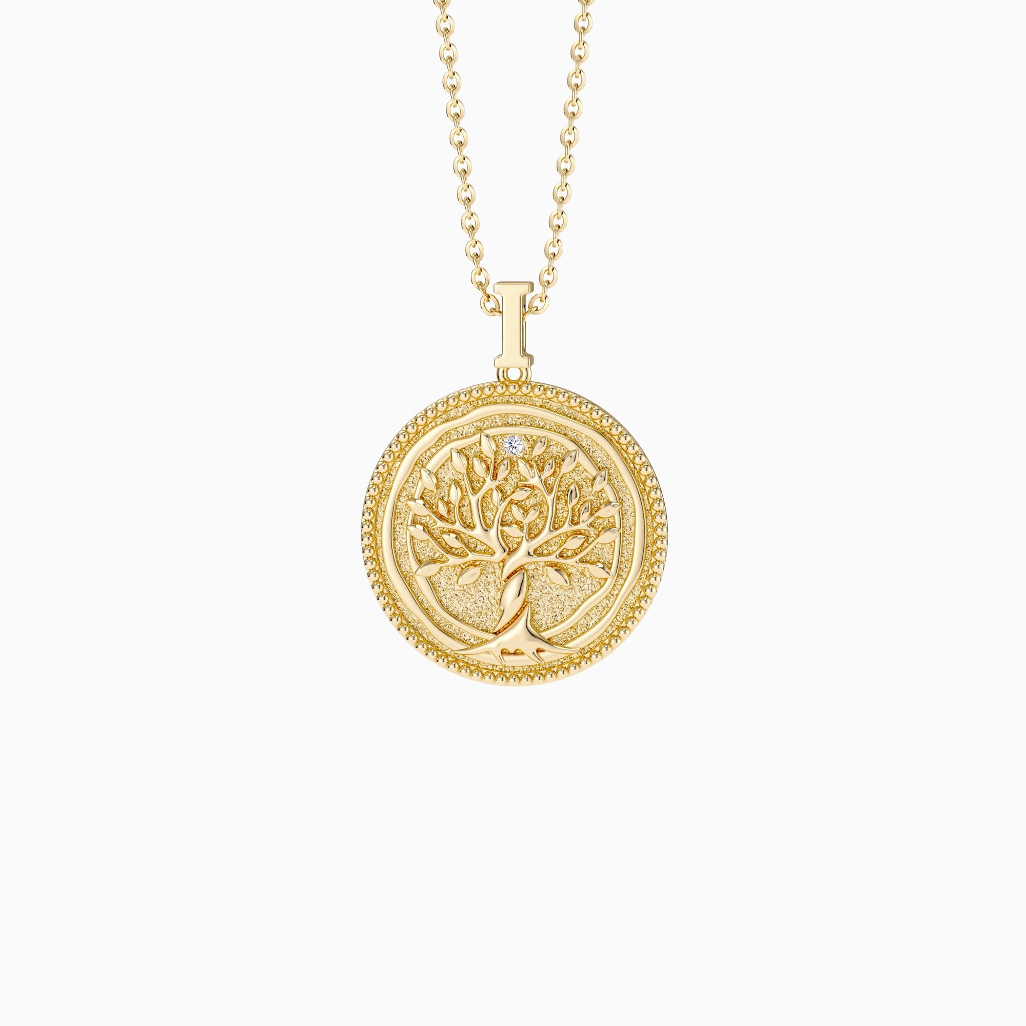 Promised Land Tree of Life Amulet Coin Medallion Necklace - Gold Vermeil - vanimy