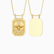 Divine Cross Dove Celestial Protection Medallion Pendant Scapular Necklace