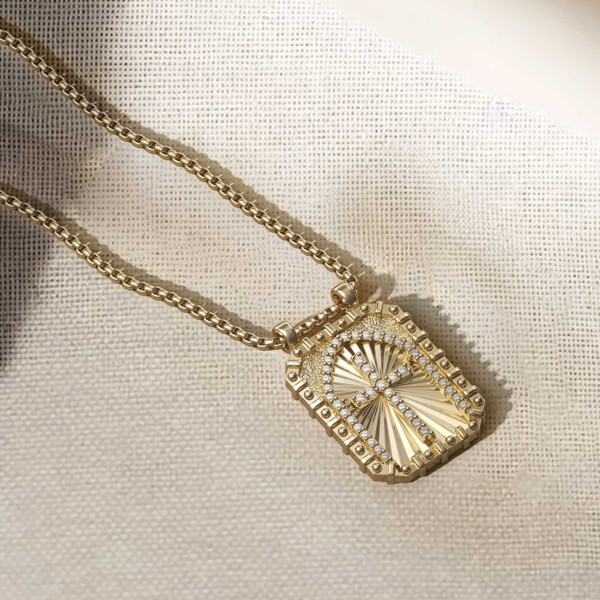 Soul On Fire Cross Medallion Pendant Engraved Necklace - Men - vanimy