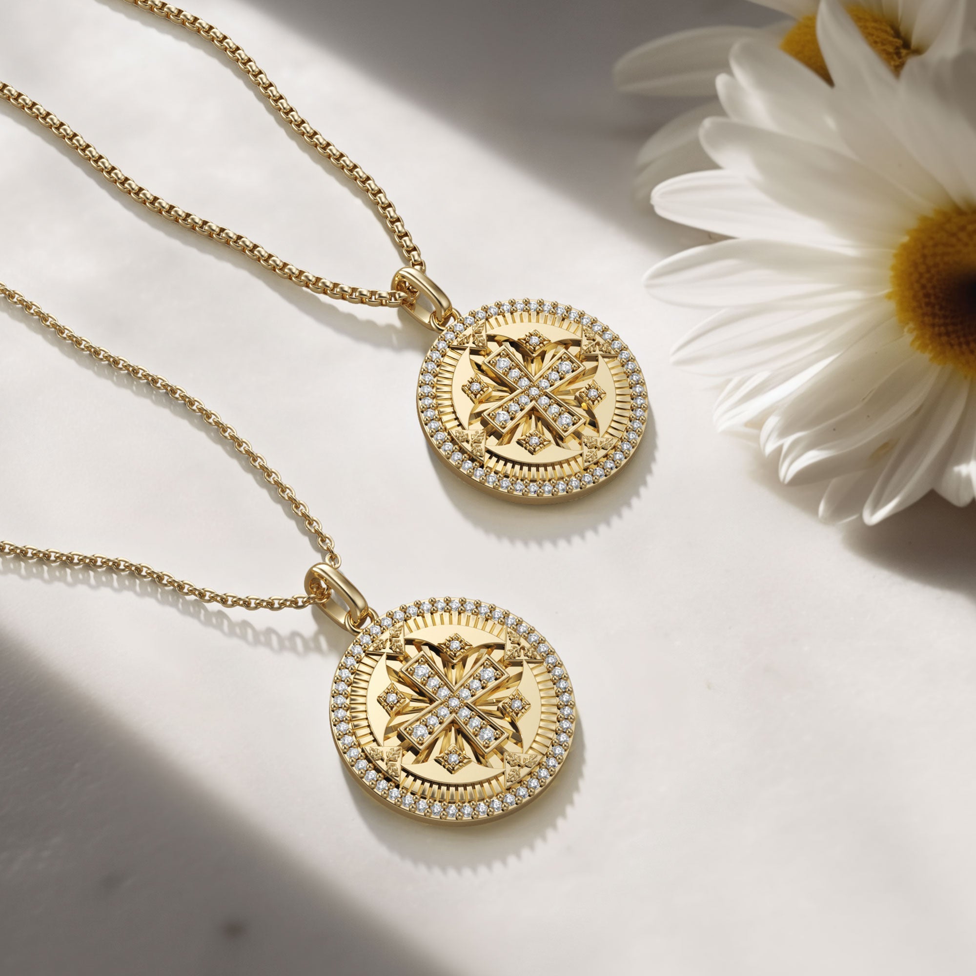 Divine Radiance Cross Protection Prayer Medallion Pendant Necklace - Men - vanimy