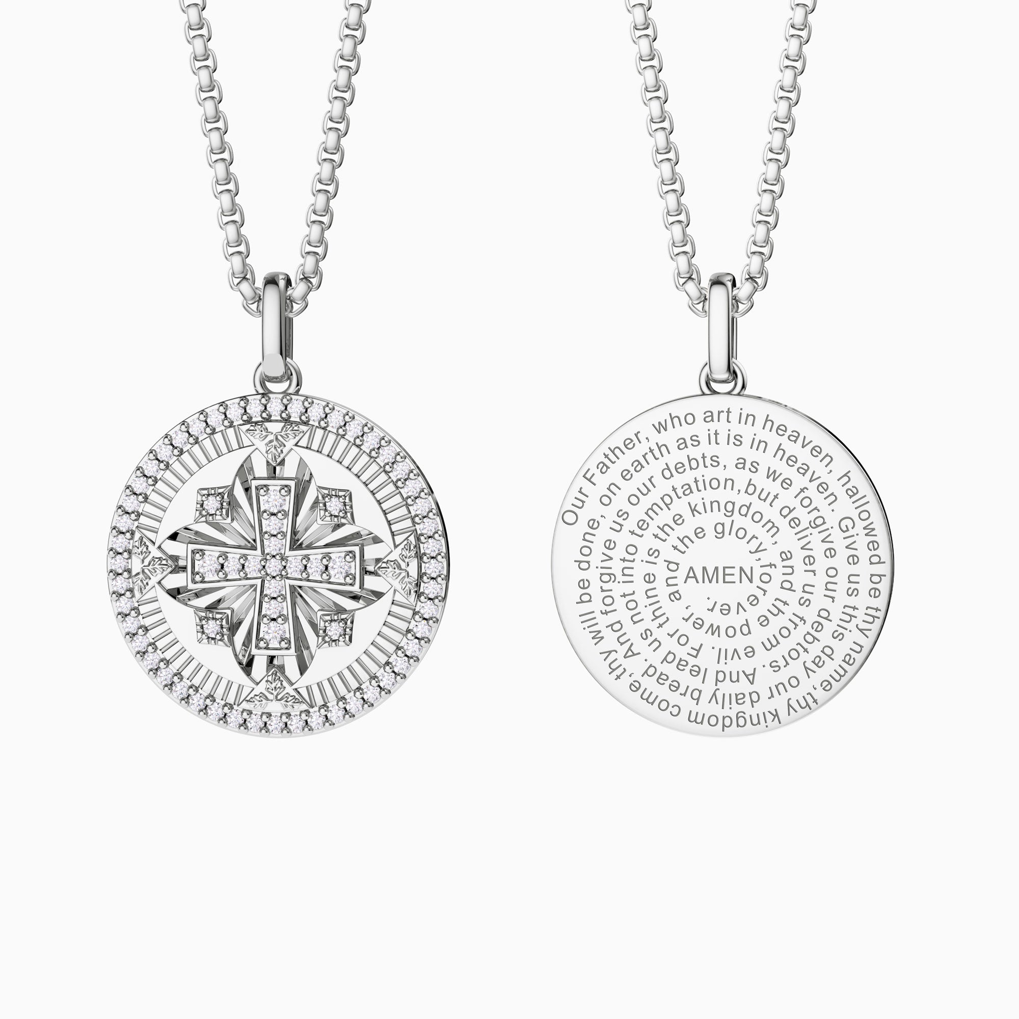Divine Radiance Cross Protection Prayer Medallion Pendant Necklace - Men - vanimy