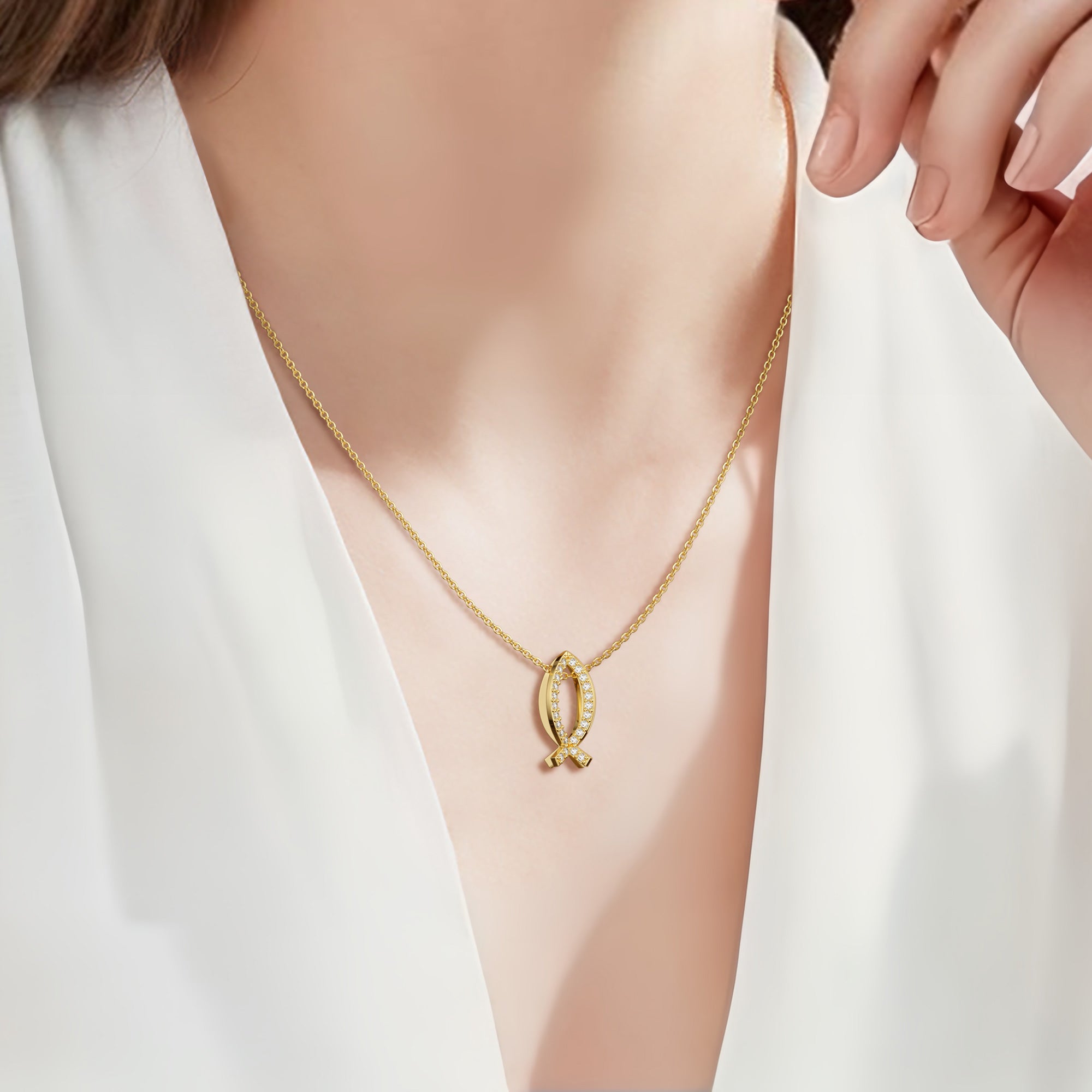 Intersecting Ichthys Pendant Necklace - vanimy