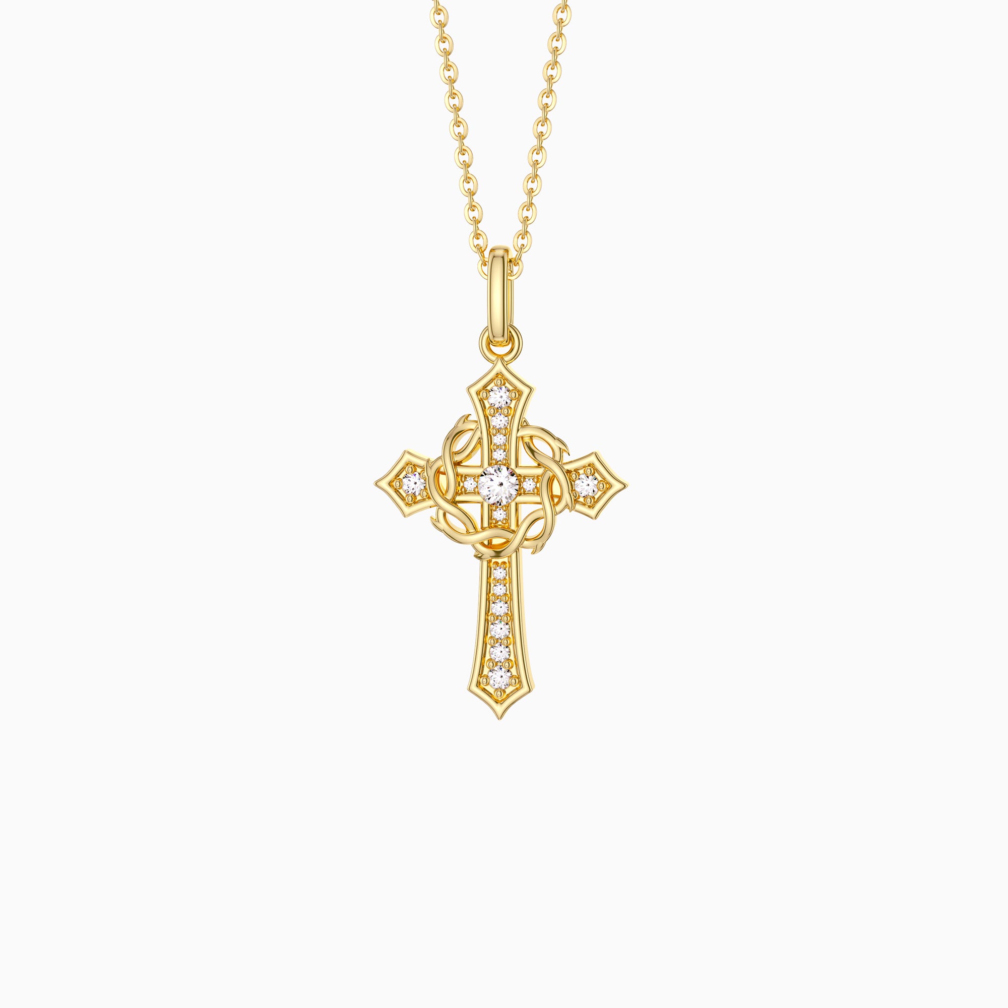 Cross and Crown of Thorns Faith Pendant Necklace - vanimy