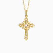 Gold Vermeil Cross and Crown of Thorns Faith Pendant Necklace