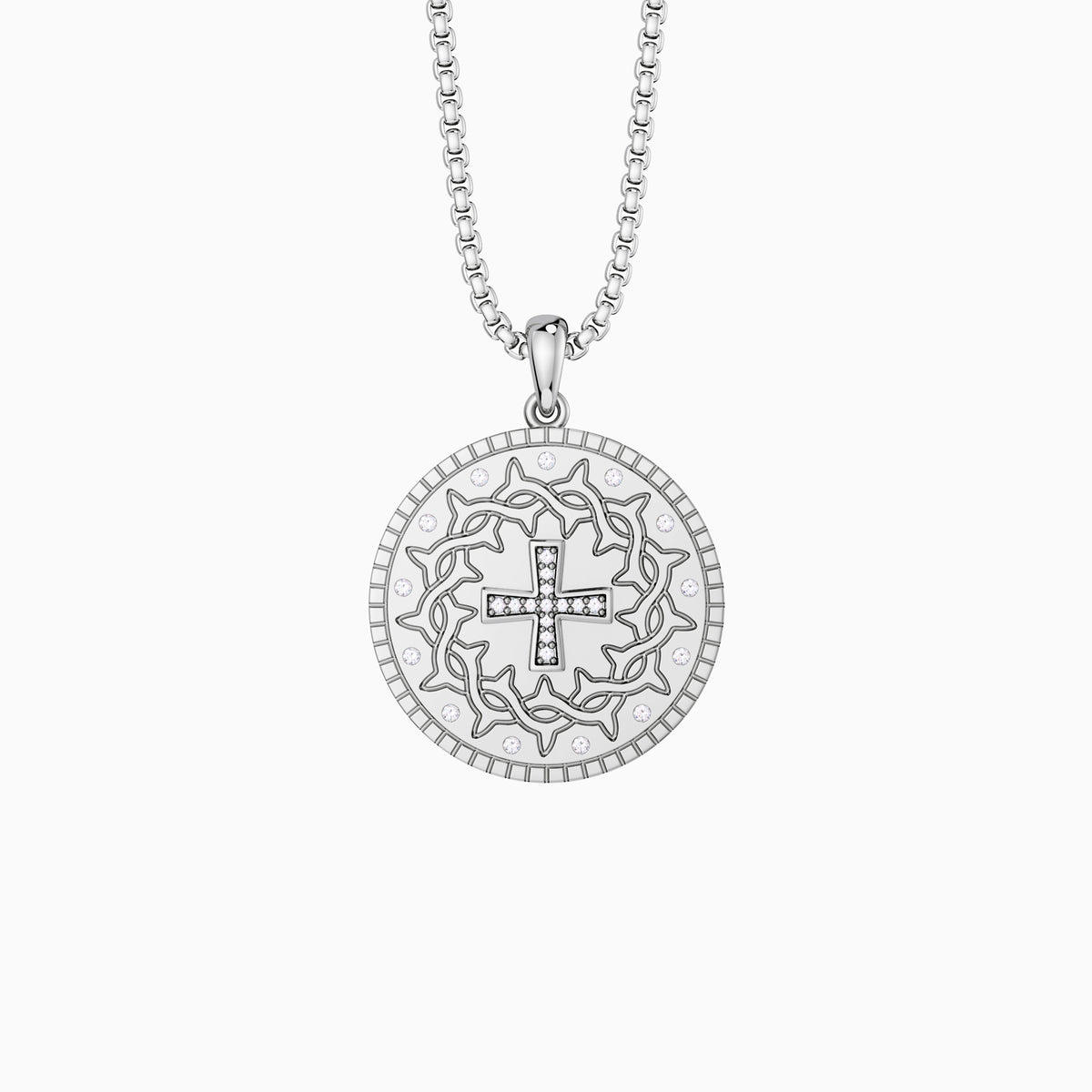Cross Crown of Thorns Medallion Necklace – vanimy
