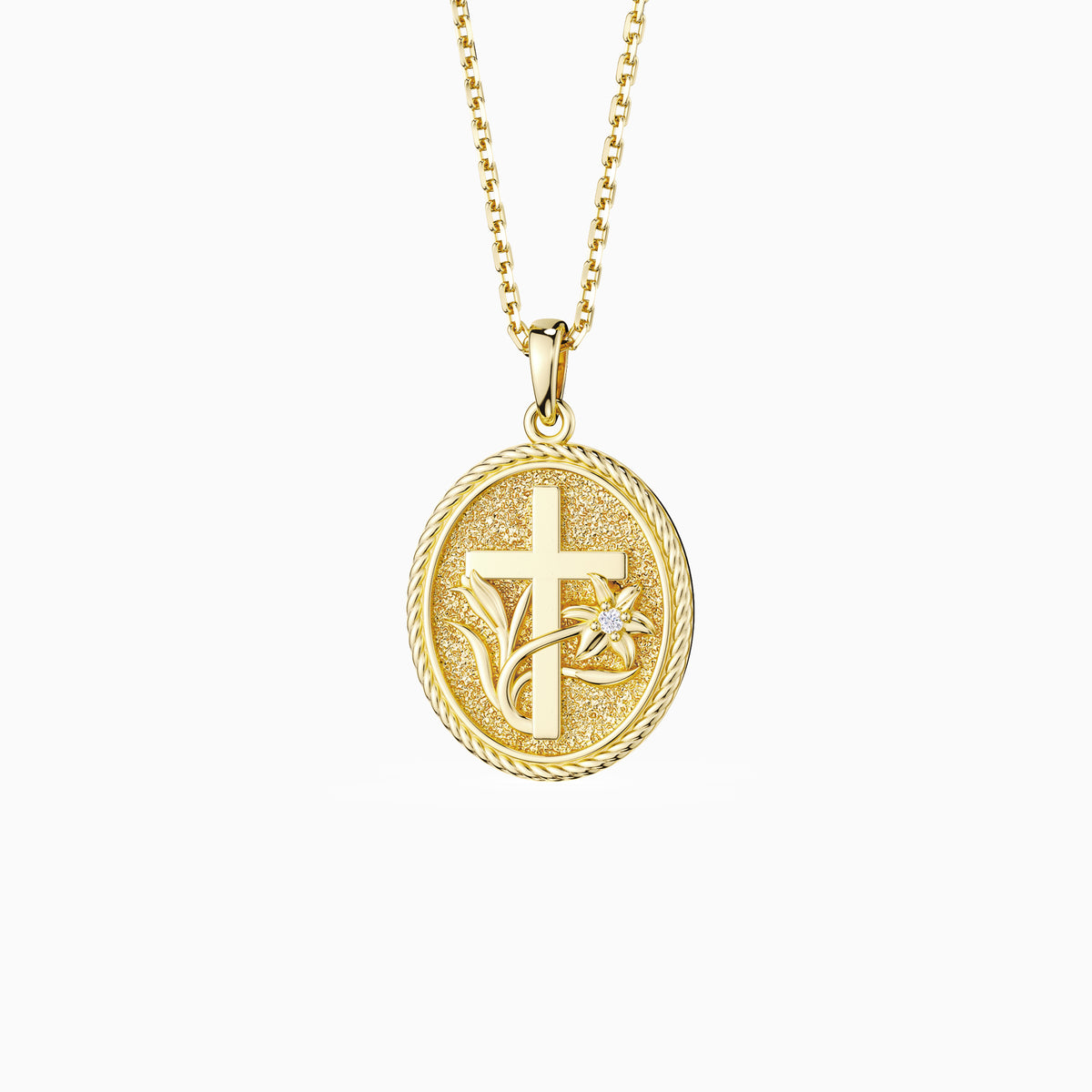 Madonna Lily Cross Medallion Necklace – vanimy