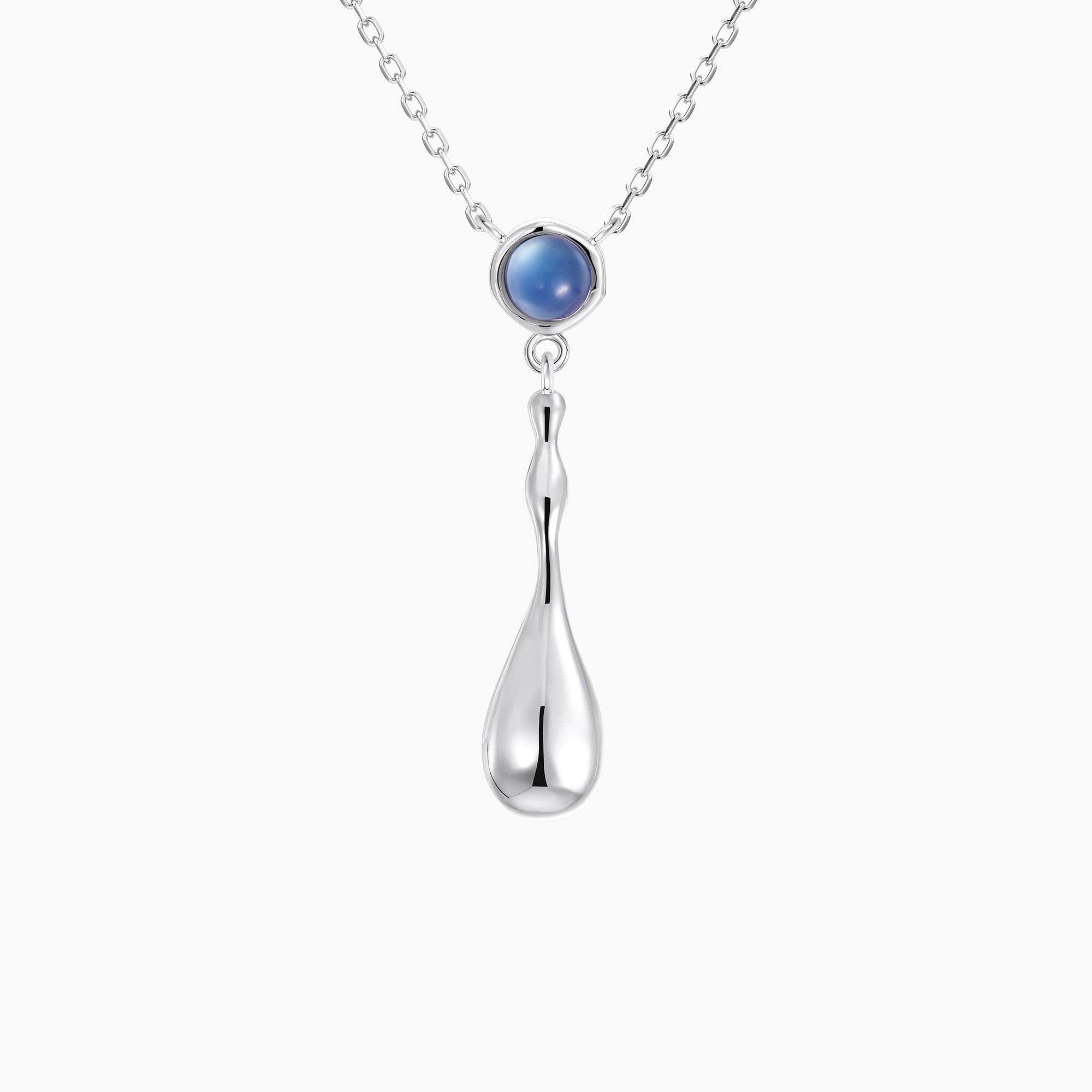 thumbnail image 2 of Blue Flow Drop Pendant With Cotton Ribbon – Drilled Gemstone Jewelry 2 of 6