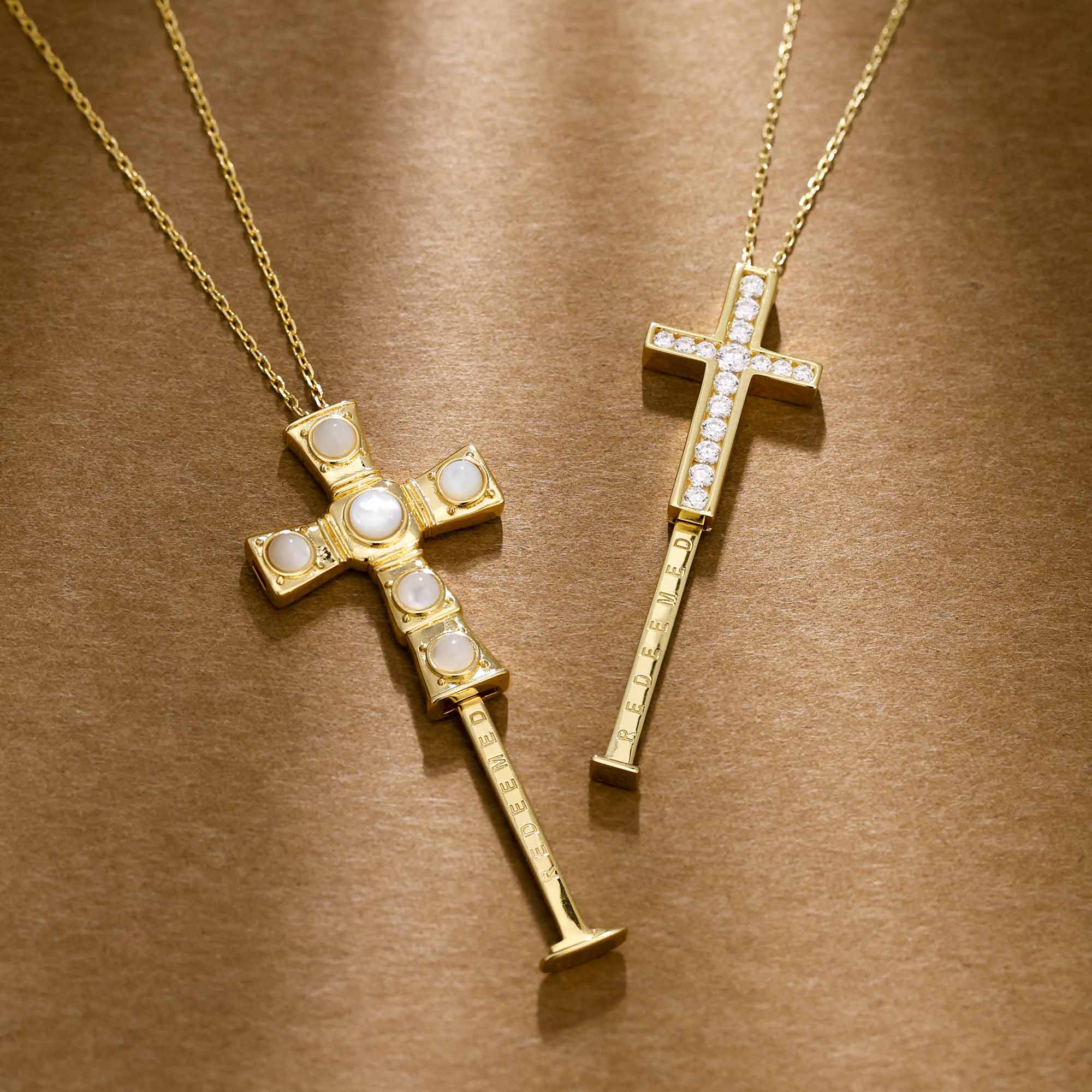 Anastasia Personalized Hidden Message Pavé Cross Necklace