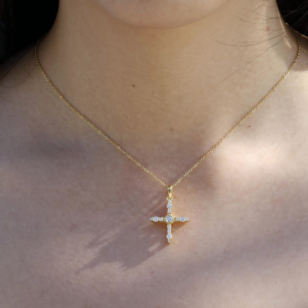 Petite Radiance Cross Necklace