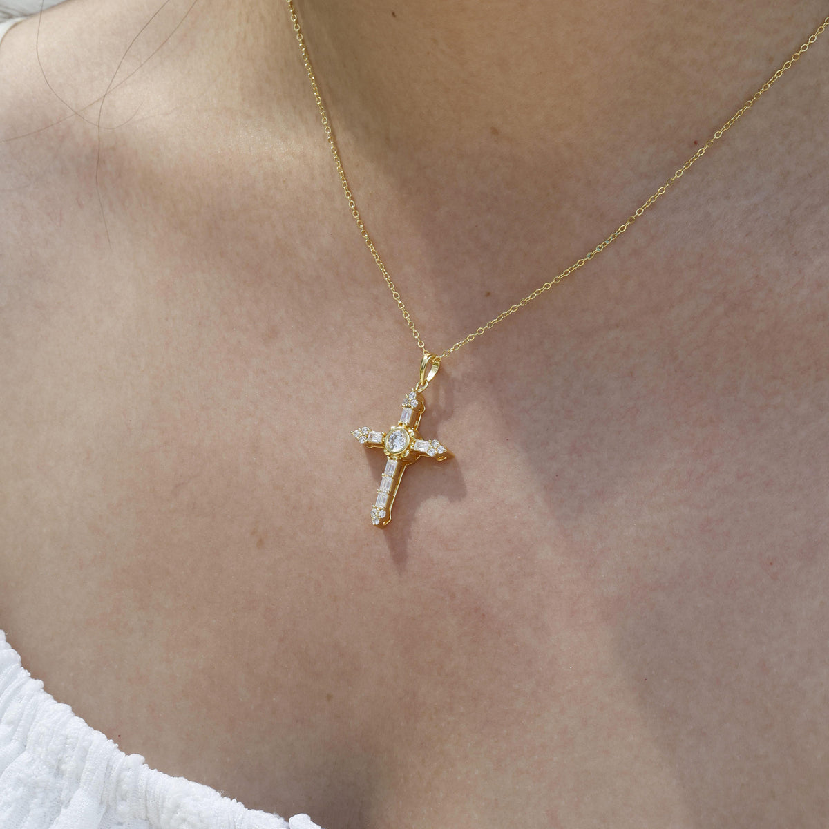 Sunburst Cross Necklace