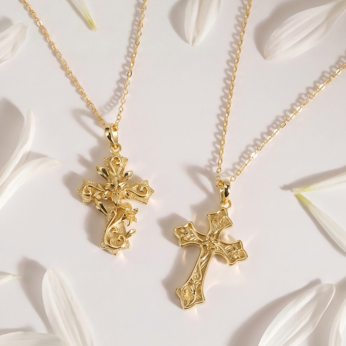 Sacred Bloom Lily Cross Necklace