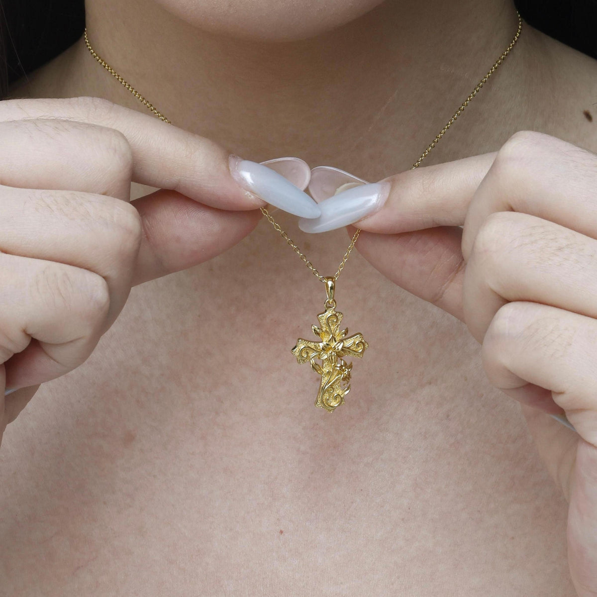Grace in Bloom Lily Cross Necklace