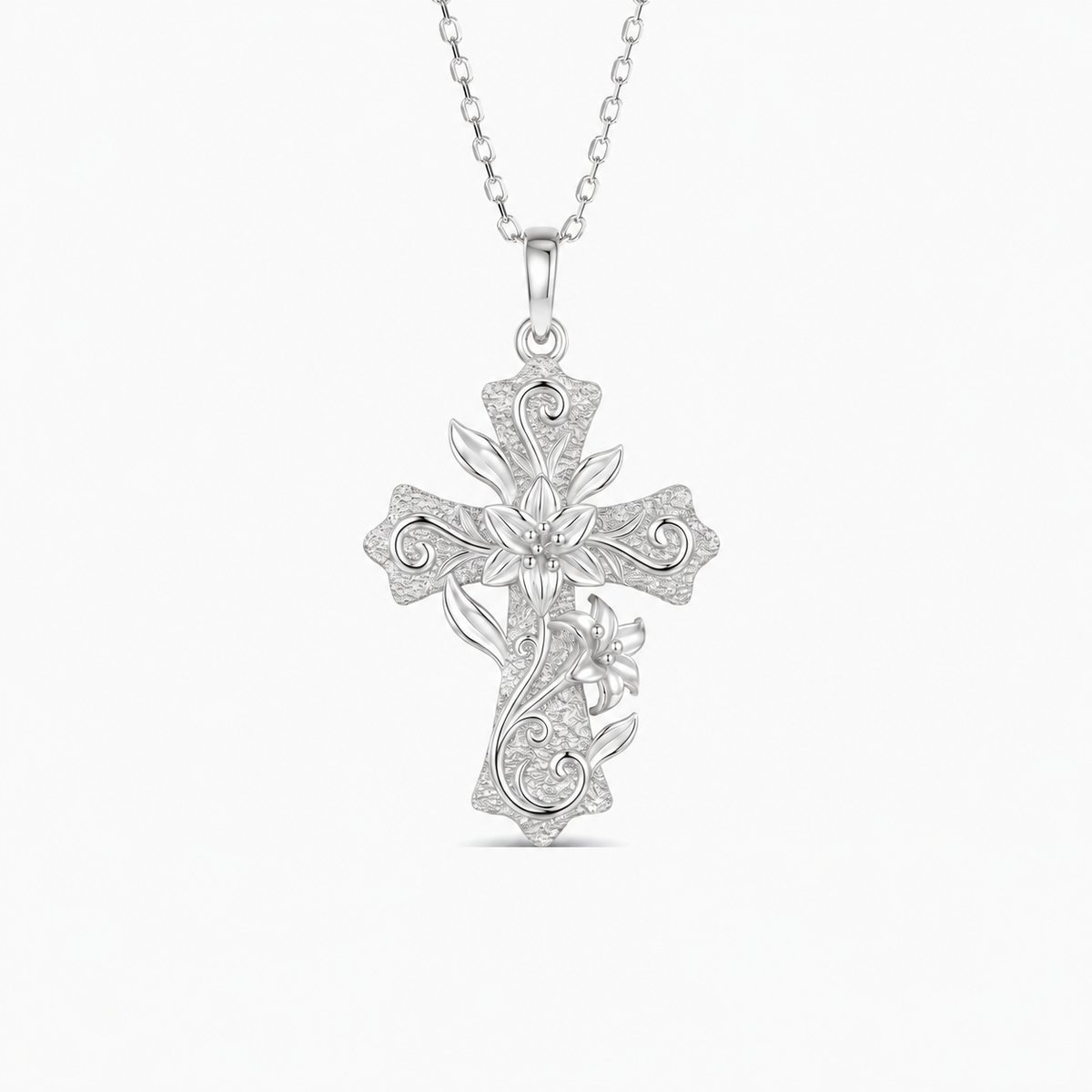 Grace in Bloom Lily Cross Necklace