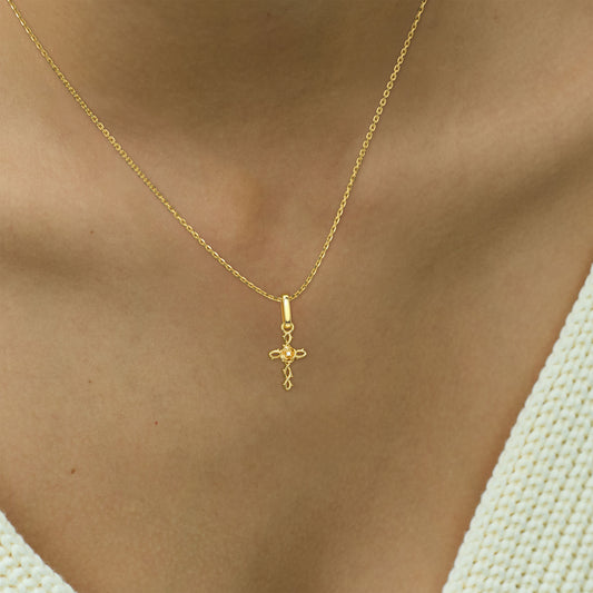 Rose Thorns Cross Charm Pendant