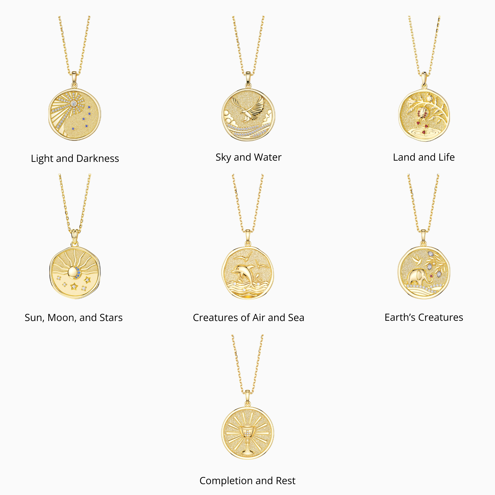 Promised Land III:Seven Days of Creation Medallion Necklace