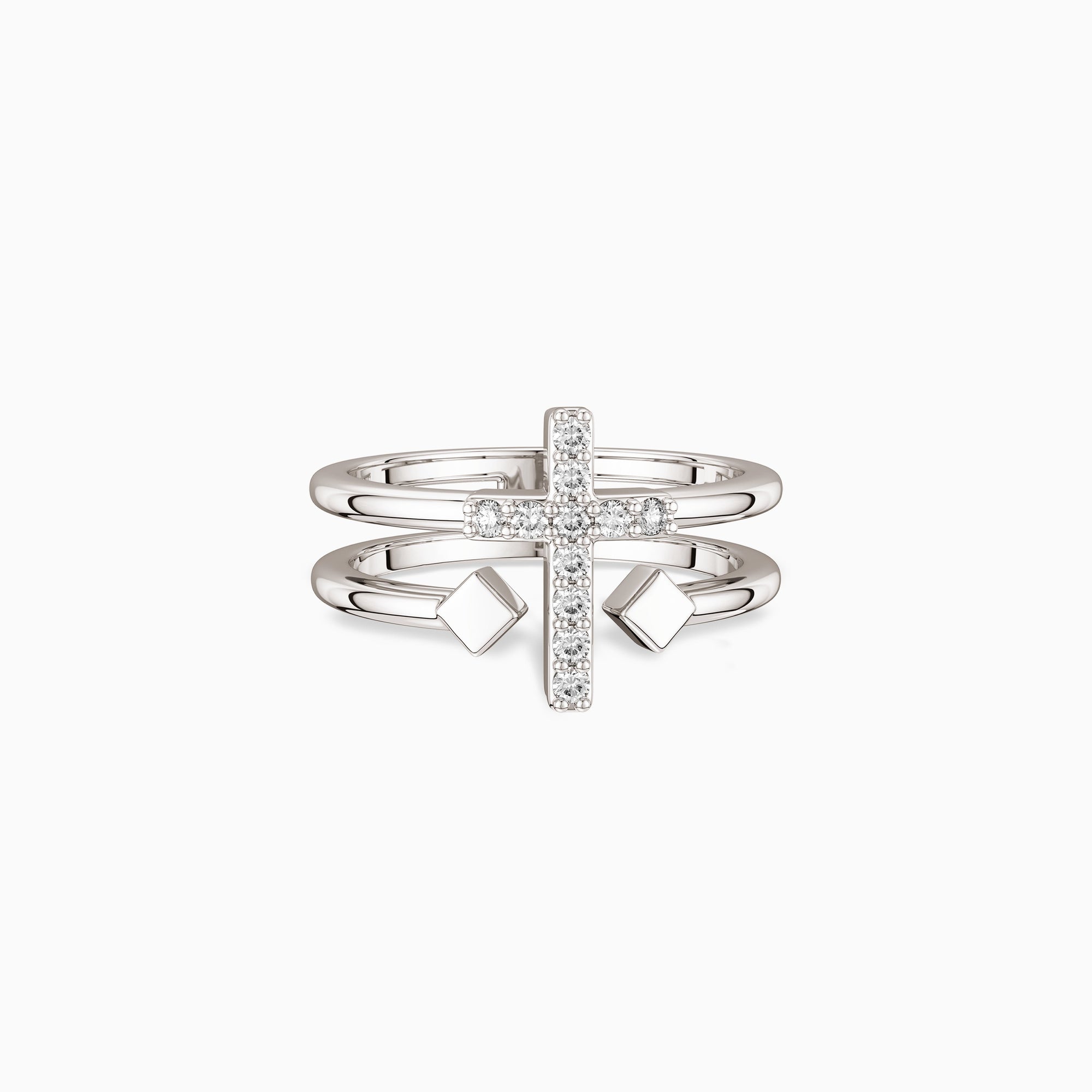 Double Zircon Cross Ring - vanimy