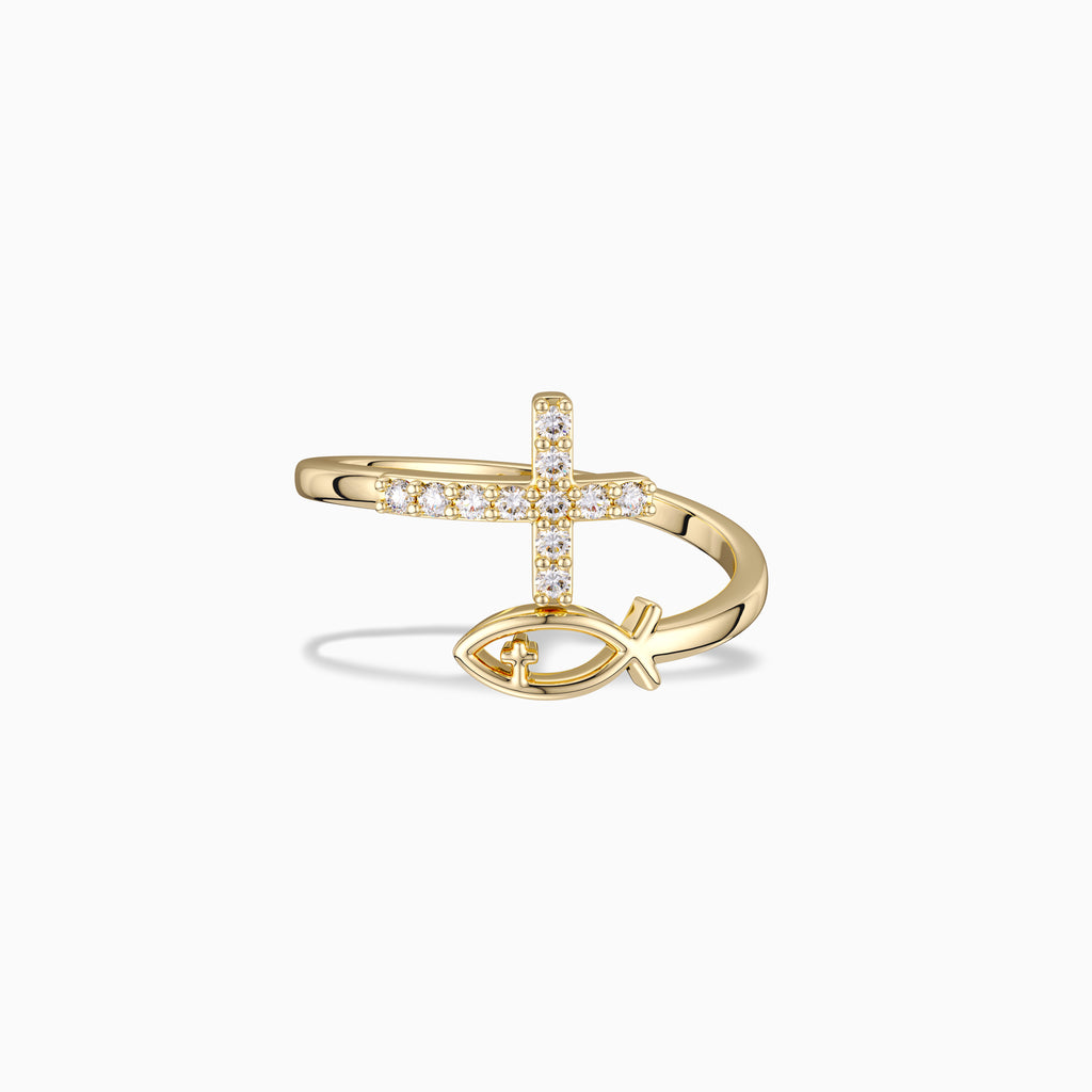 God Jesus Fish And Cross Ring – vanimy