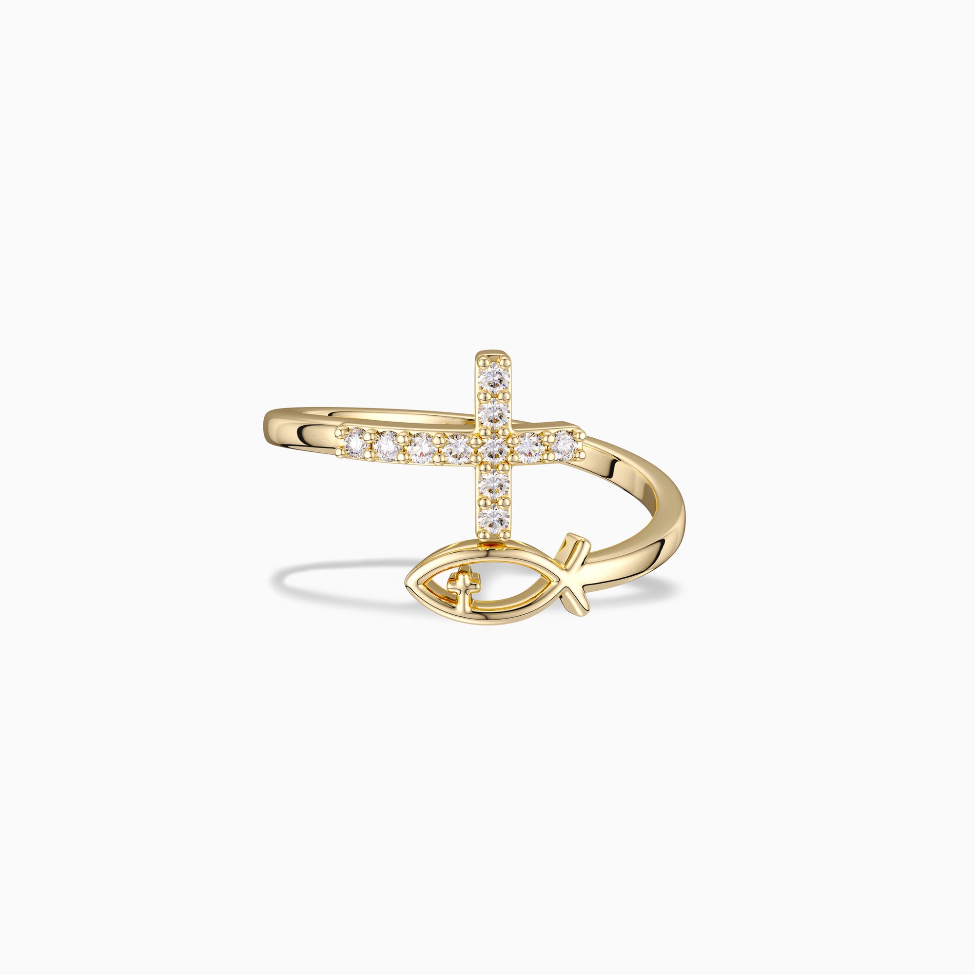 God Jesus Fish And Cross Ring - vanimy