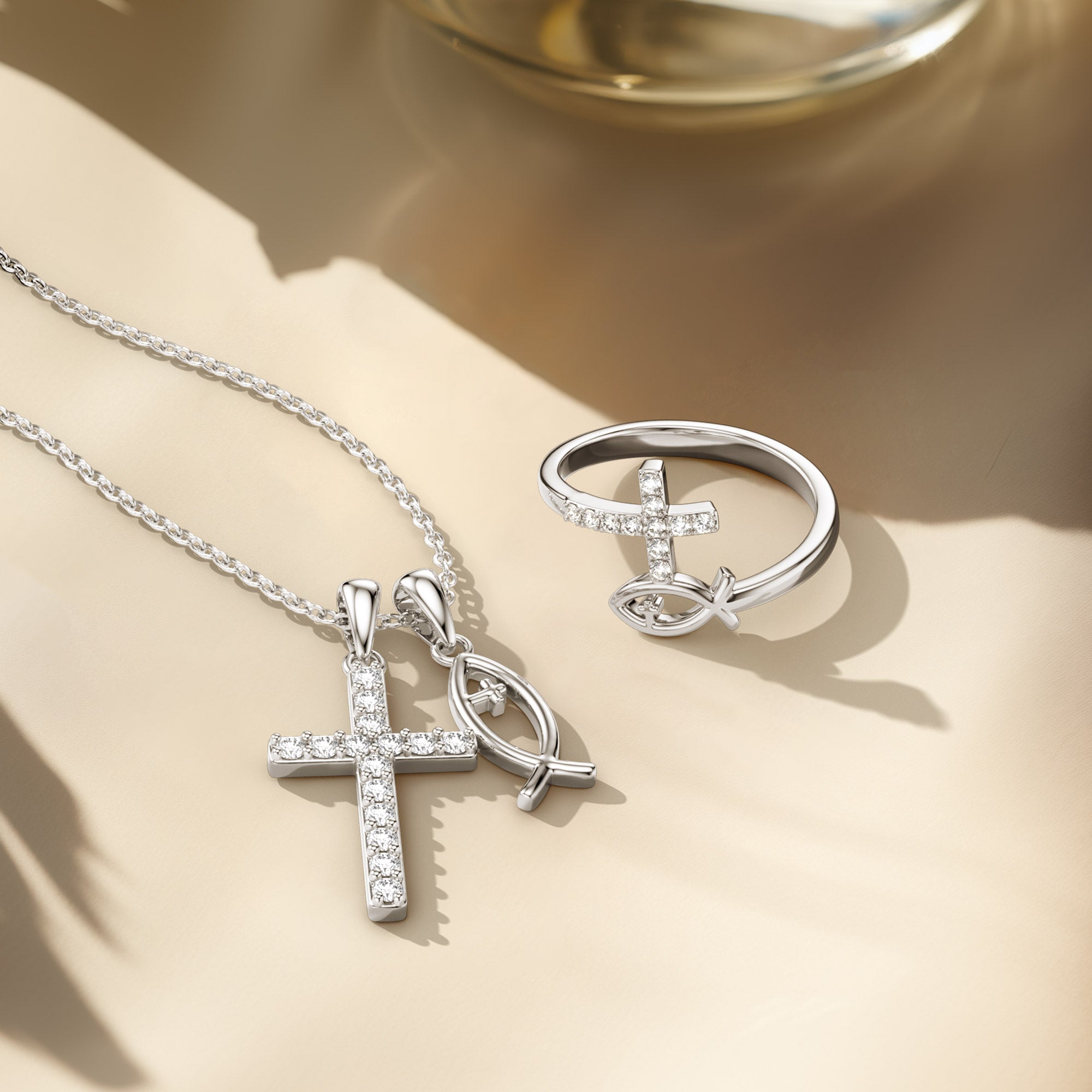God Jesus Fish And Cross Ring - vanimy