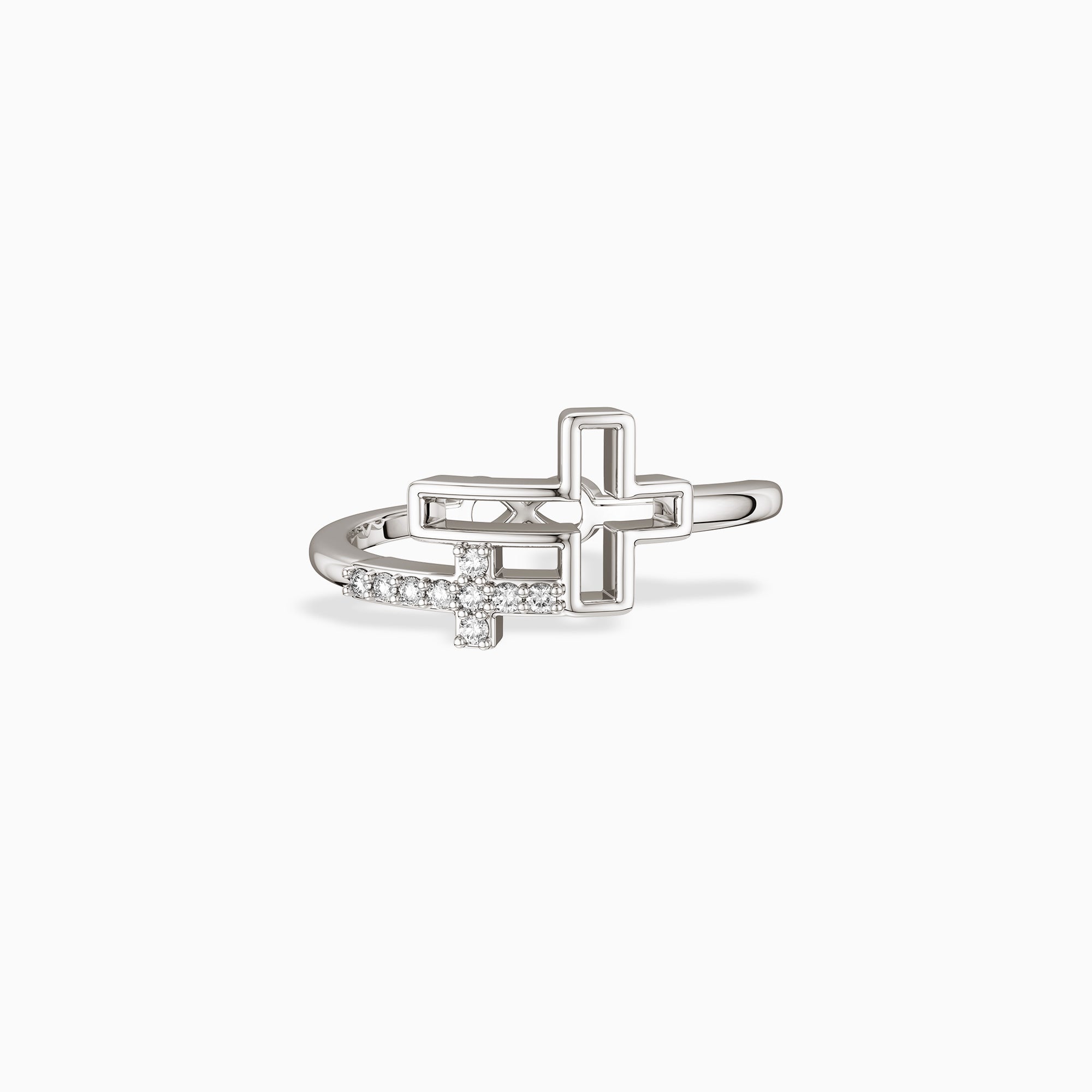 Double Hollow Cross And Infinity Ring - vanimy