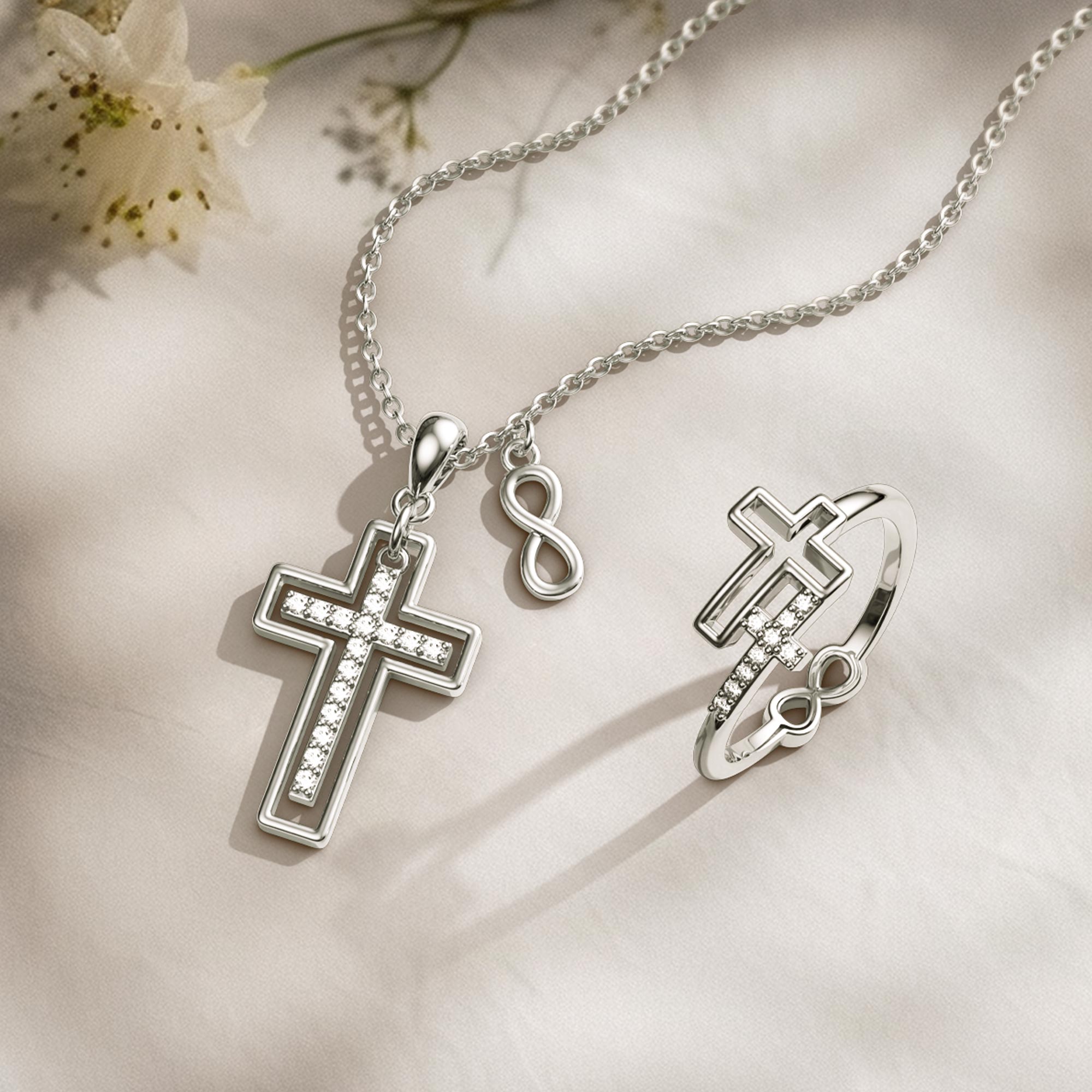 Double Hollow Cross And Infinity Ring - vanimy