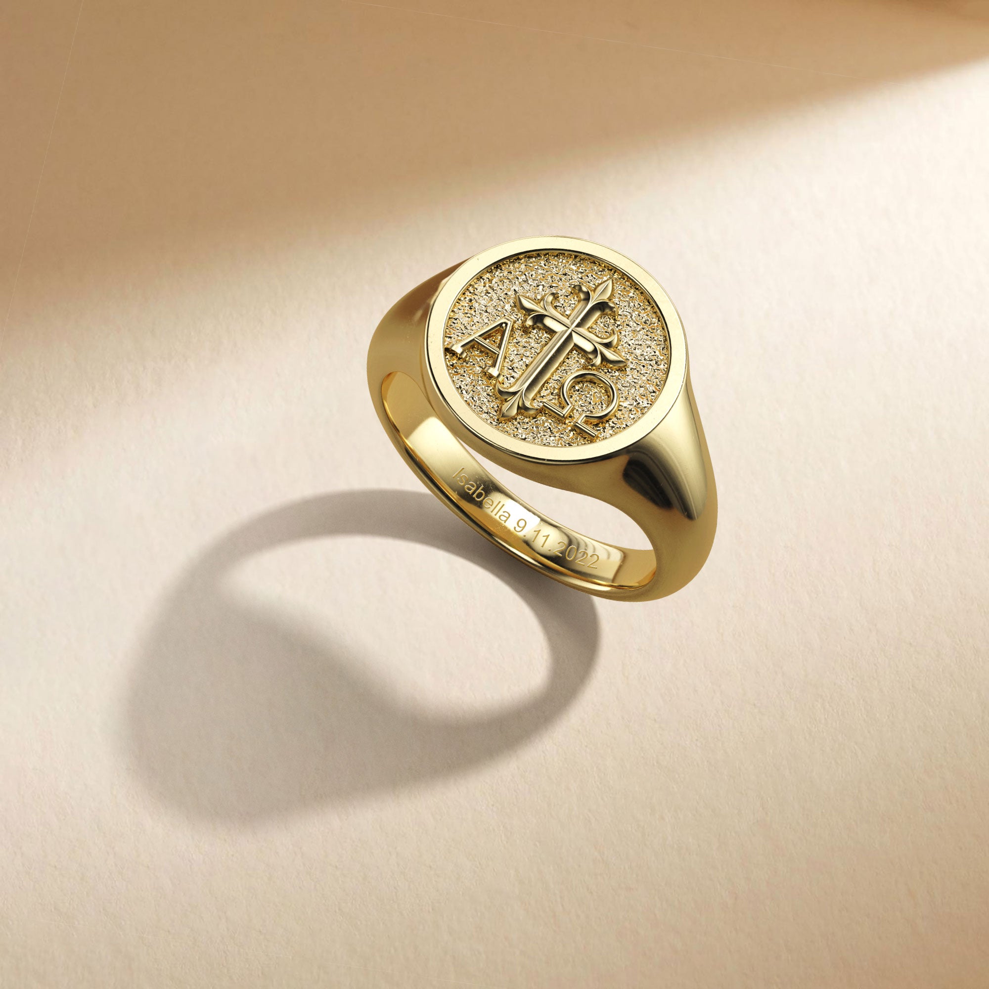 Personalized Alpha Omega Cross Signet Ring – vanimy