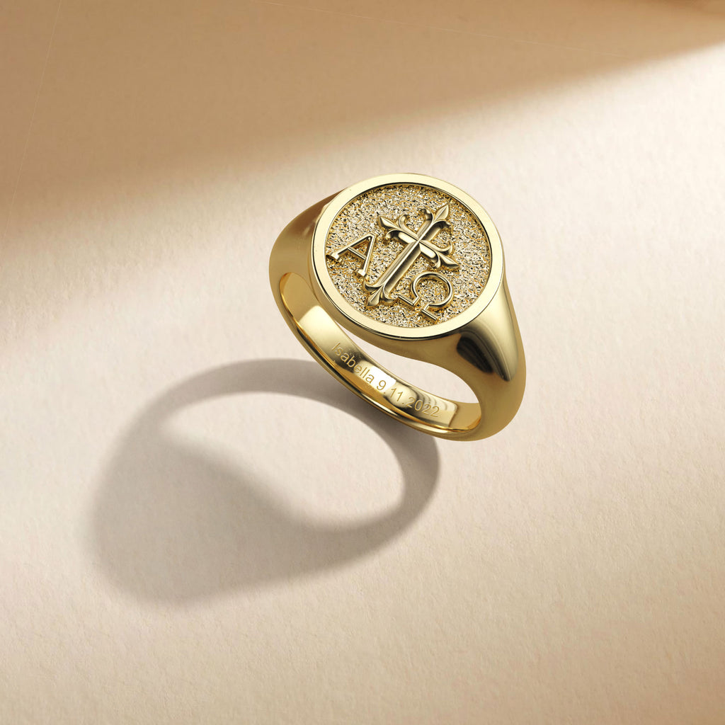 Personalized Alpha Omega Cross Signet Ring – vanimy