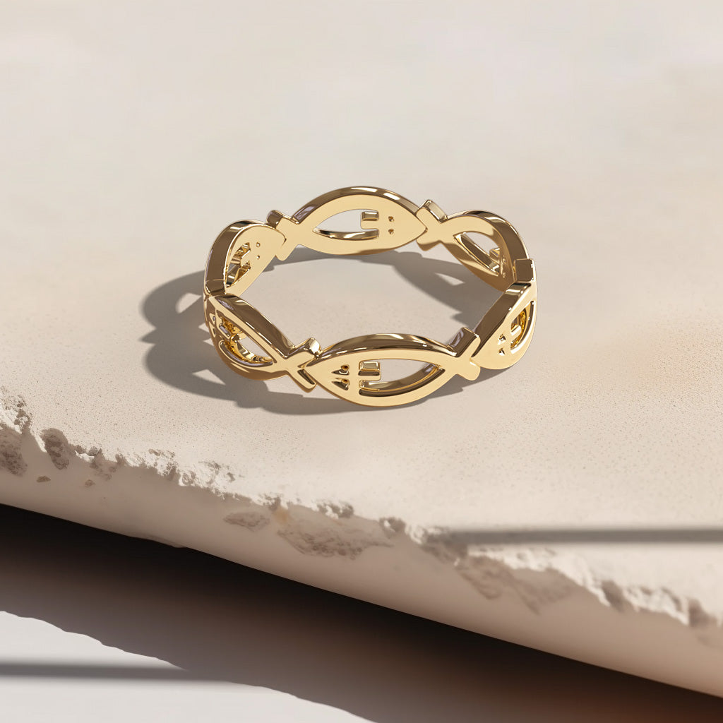 Jesus Fish Eternity Ring - vanimy