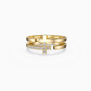 Gold Vermeil Tiered Cross Ring