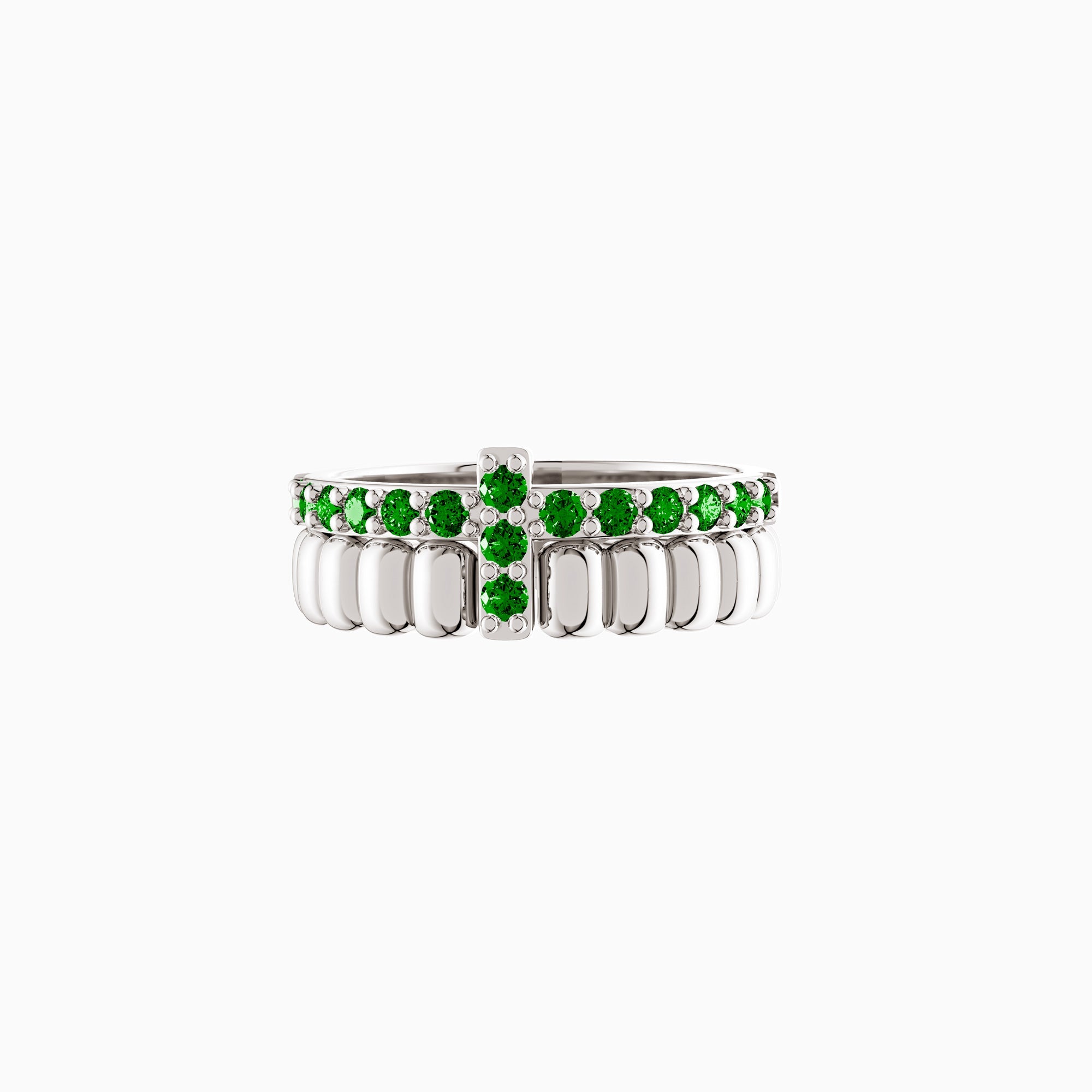 Eternal Setting Cross Two-piece Ring Set - vanimy