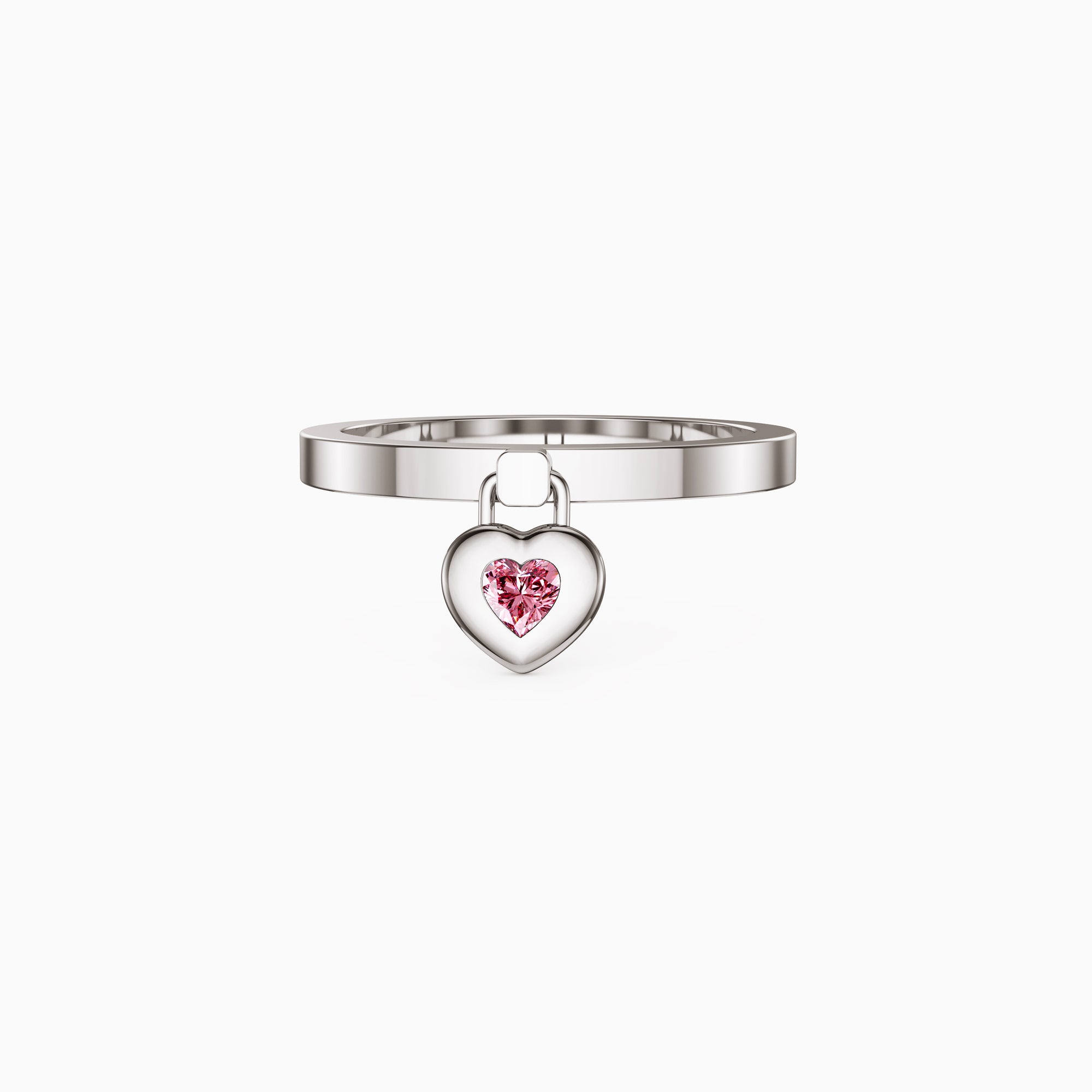 Pink Heart Dangle Love Lock Ring - vanimy