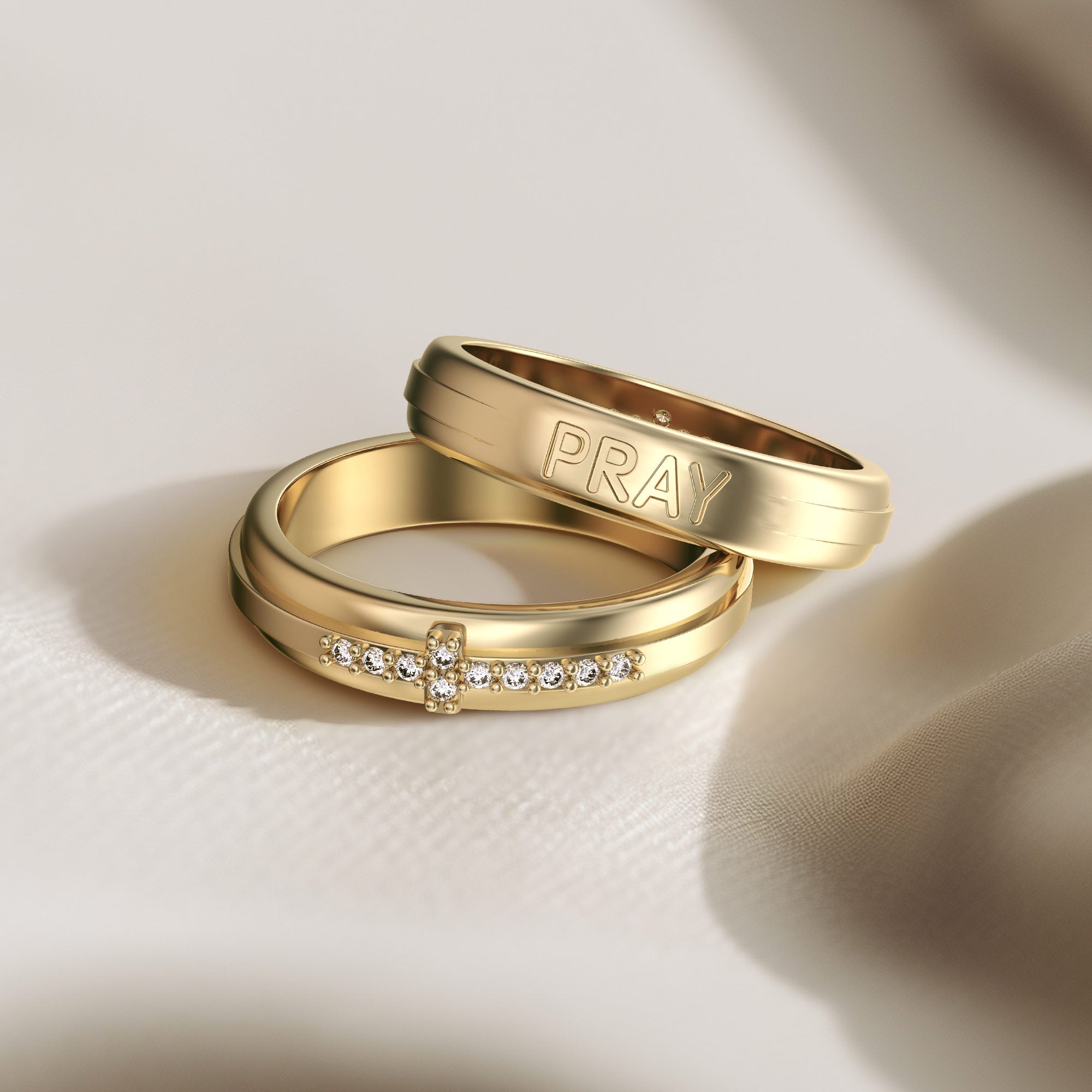 Customized Cross Pray Bands Ring - vanimy