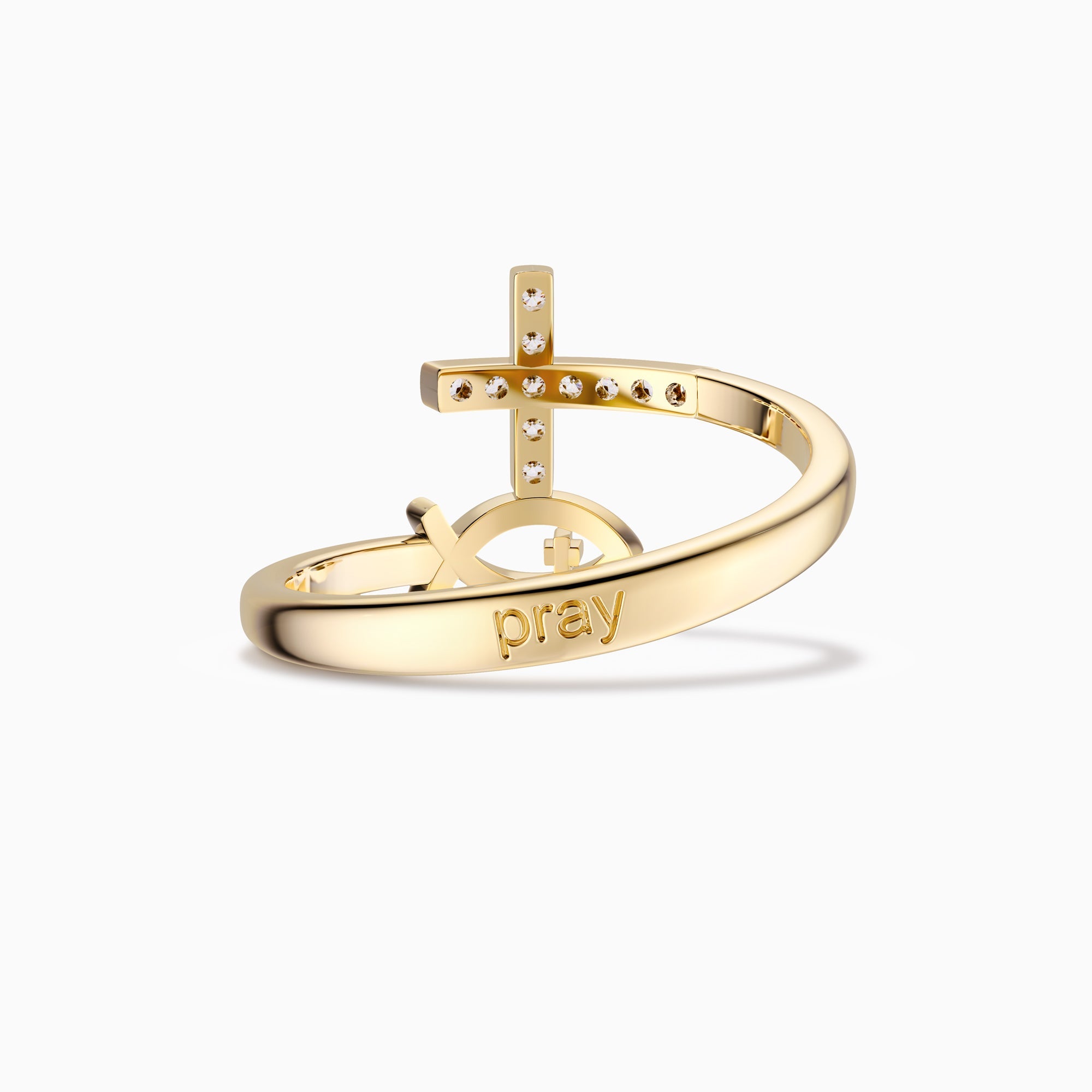 Pray Jesus Fish And Cross Ring - vanimy