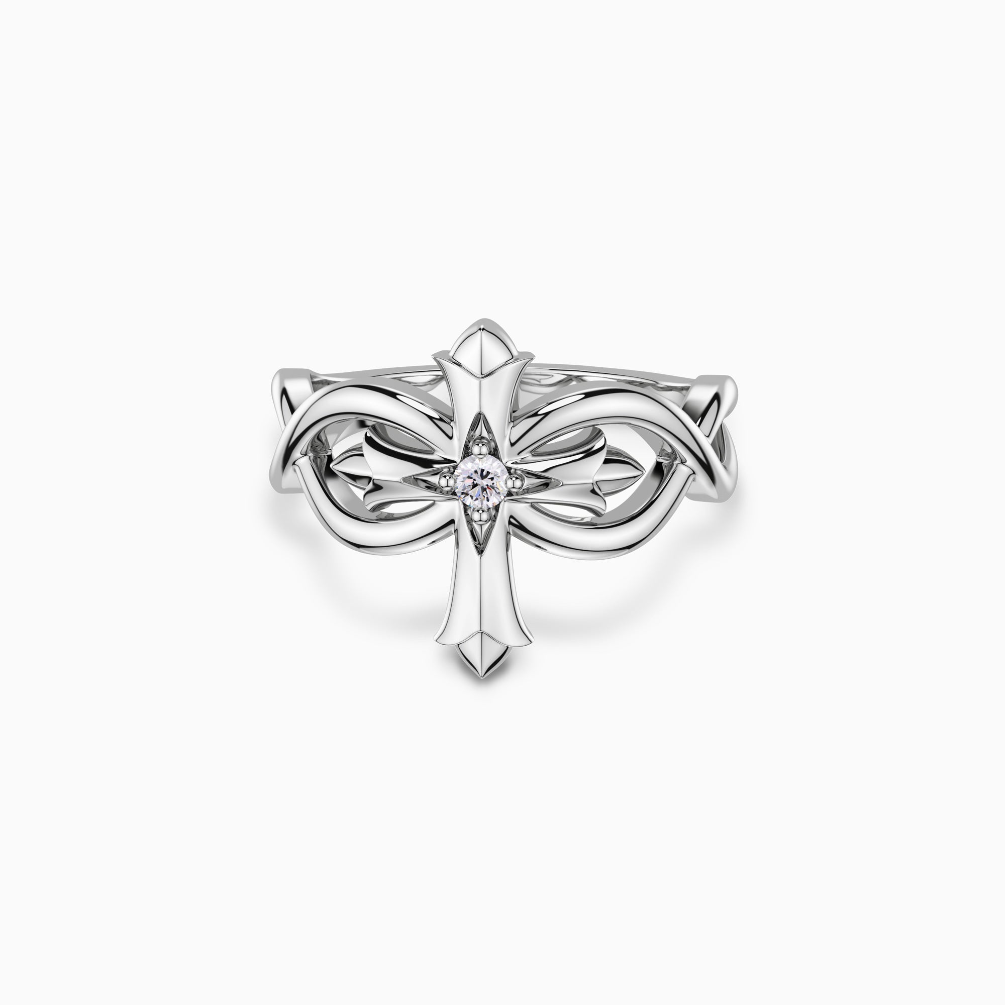 Fleur-de-Lis Ichthys Cross Statement Ring - vanimy