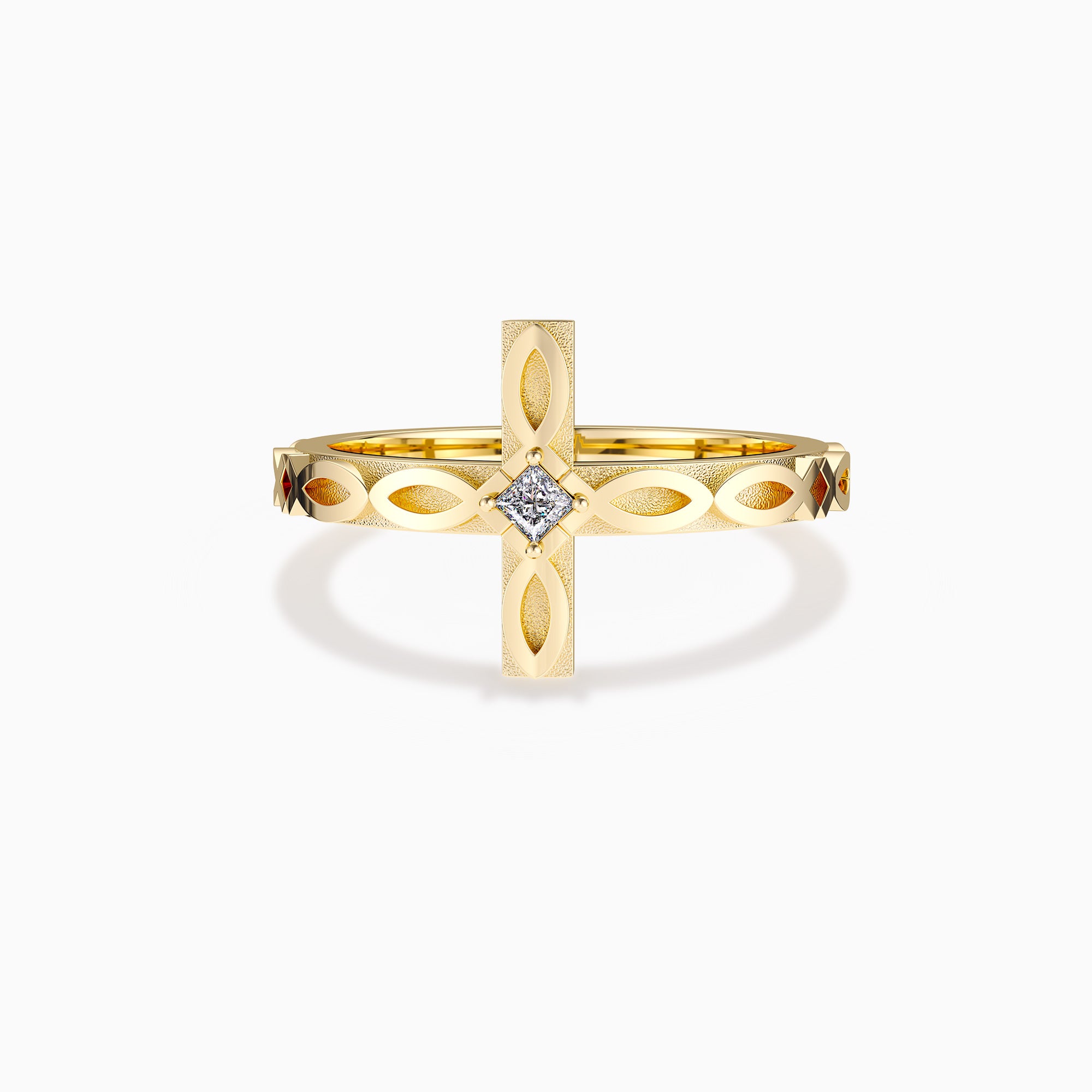 Faith Ichthys Cross Protection Promise Ring - vanimy