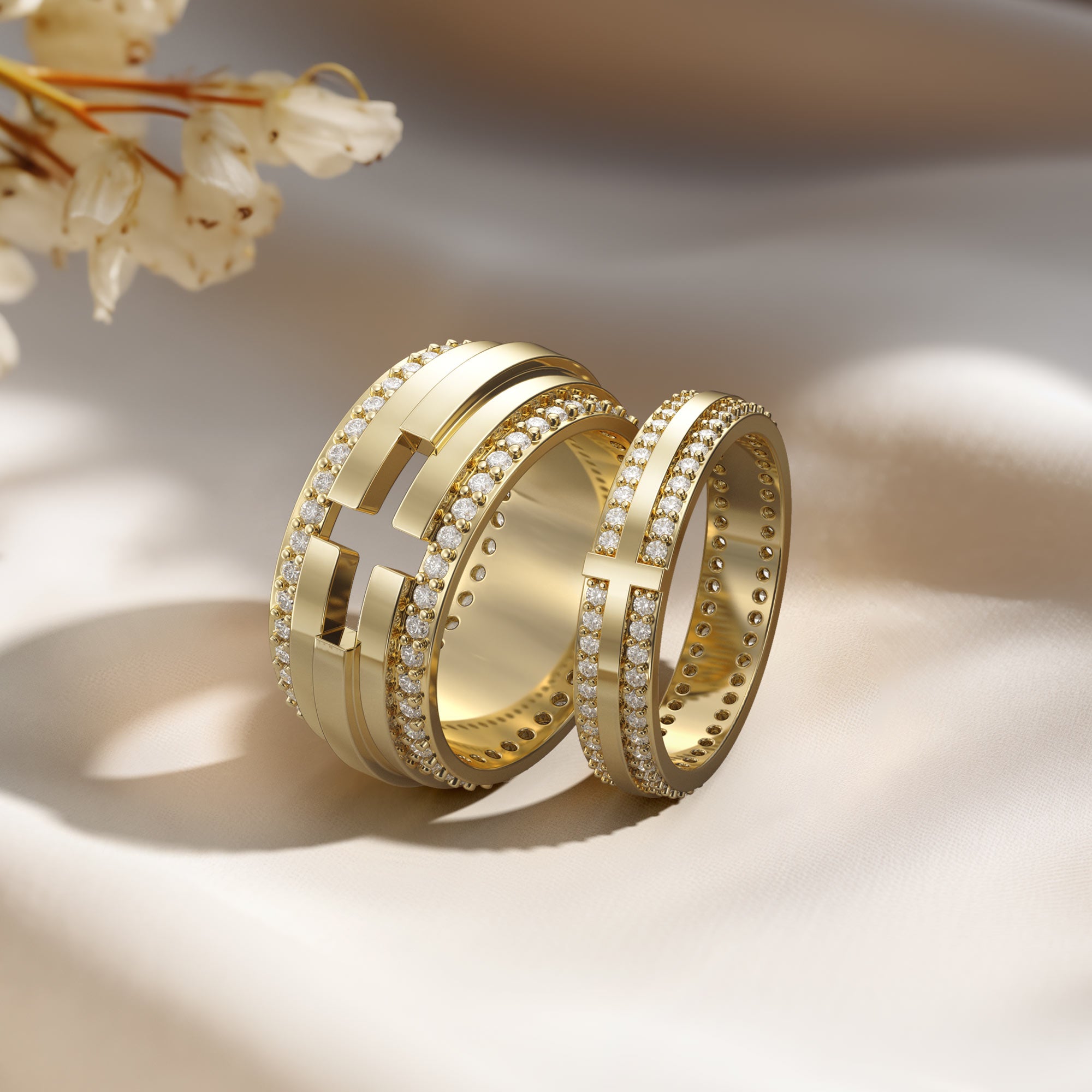 Narrow Pavé Zirconia Cross Band Ring - vanimy