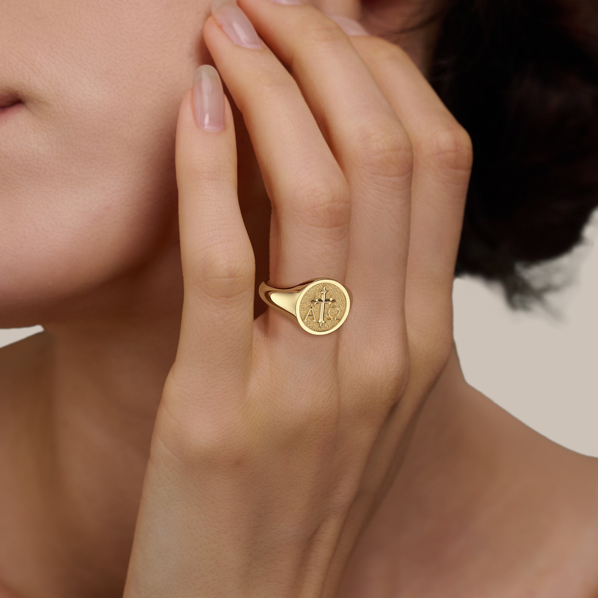 Personalized Alpha Omega Cross Signet Ring – vanimy