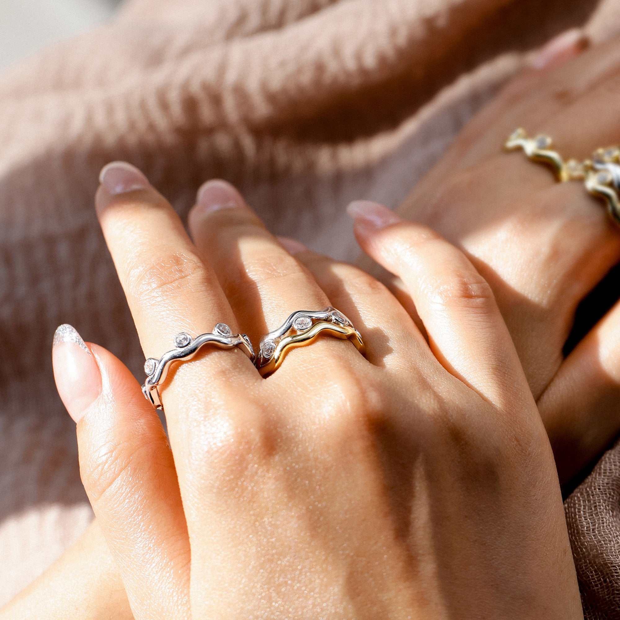 Elysian Wave Stacking Ring
