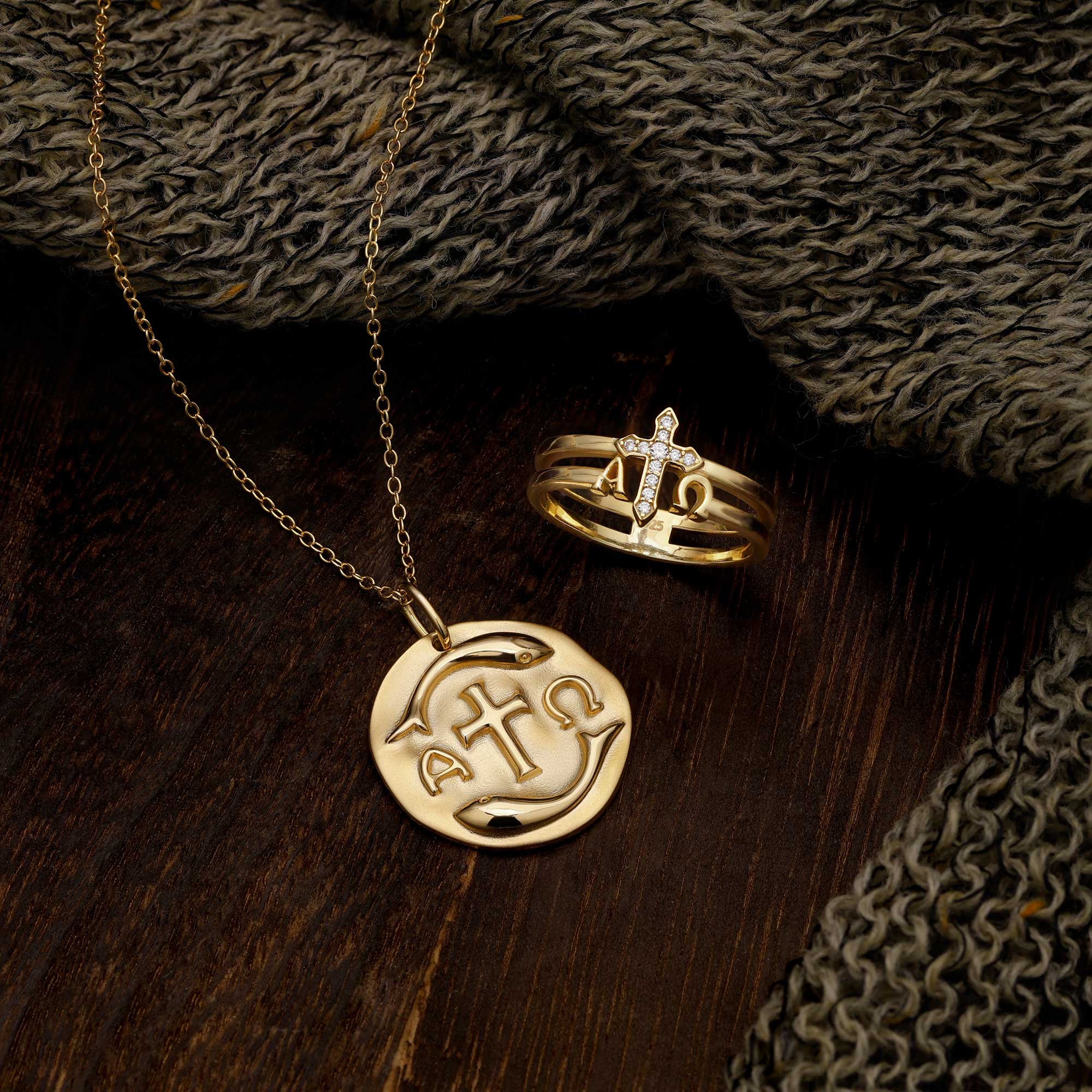 Alpha Omega Cross Double Band Ring – vanimy