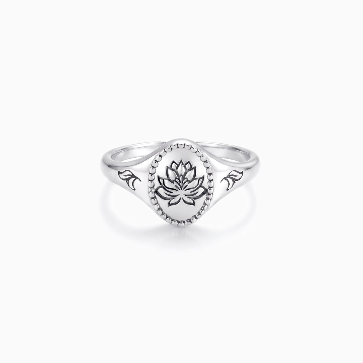 Water Lily Birth Flower Signet Ring
