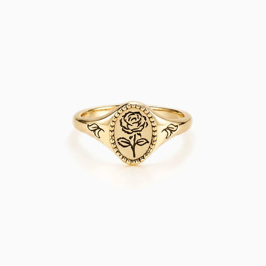 Rose Birth Flower Signet Ring
